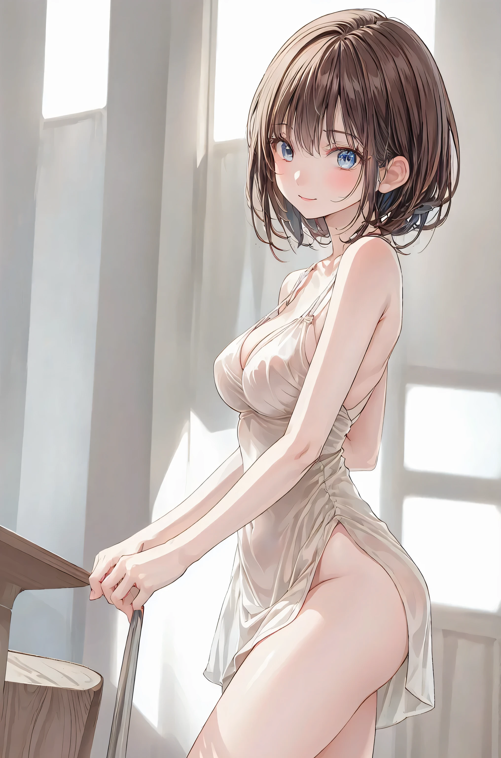 in a high school classroom,Female Teacher with Strict Abstinence,Female Teacher Standing in Front of a Pulpit,the student's back is an adult,Beautiful Legs Glancing at Students,black stockings,selfish body,Cold look,Testing Students' Abstinence,brown hair,shortcut,unkempt hair,Short braided hair,Neat,slender beauty,correct posture,small breasted,Beautiful legs,their enchanting gray-blue eyes shine like stars,Saggy Eyes,Brilliant Colors,beautiful eyes,A delicate smile,Textured Skin,best quality,gentle and beautiful woman,anime style、Mysterious Atmosphere,4K High Resolution,Realistic,portrait,Dark color , bright red ,Eyes That Seem to Be Sucked In,Picturesque,Immersive luster,Photo Real,professional quality