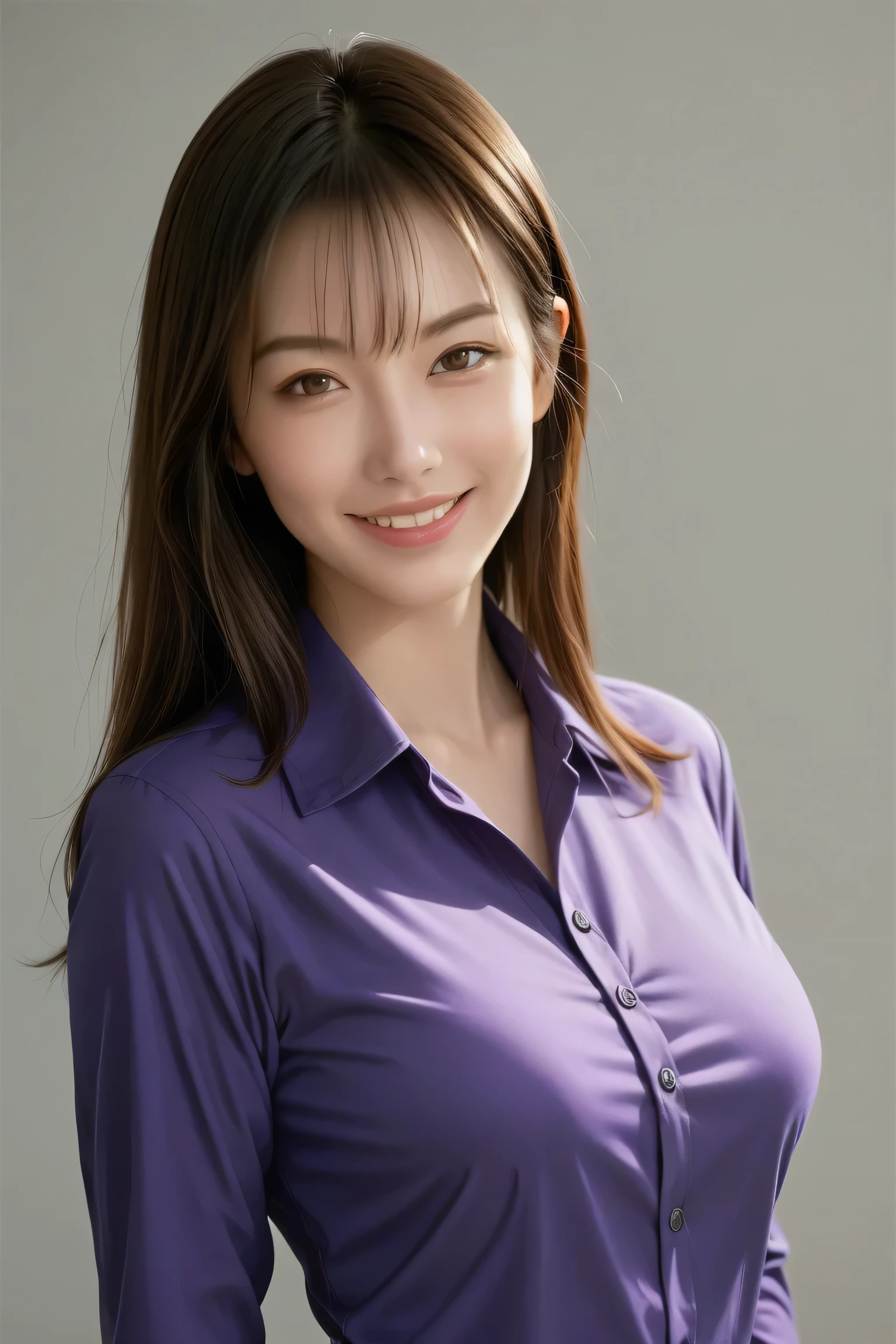 score_9, score_8_up, score_7_up, masterpiece, Highest Quality, 1 Japanese adult female, 40 options , cowboy shot, beautiful faces, Confident Posture,
purple silk blouse 、Tight Black Miniskirt, Refined silhouette,
Intelligent smile, full lips, 黒い髪, beautiful skin,
minimalistic gallery backgrounds, soft and dramatic lighting, direct line of sight, and sensual & Intelligent