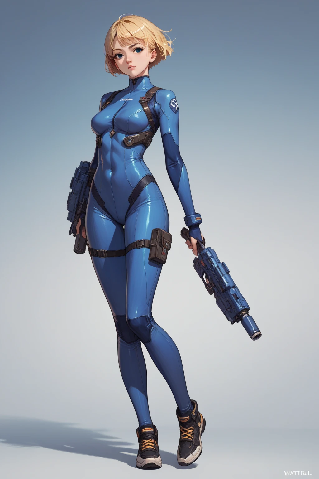 Harley Quinn from DC, ???????????, frontal, full-length, looking at the camera, facing the audience, standing pose, simple background, three-dimensional light, detailed full-body concept, sleek digital concept art, beautiful full-body concept art, art trend, CGsociety full-length,