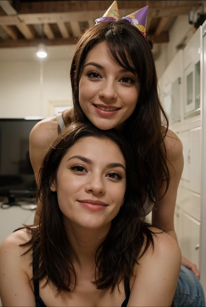 A pov cellphone video of Your two headed busty white American wife is conjoined to your younger drunk daughter who’s giving you . Your dusgusted wife is looking at you as you grab her 18 year old younger cheerleader daughter’s conjoined head drunkenly suck your huge  and eat your  with her busty two headed body. Your conjoined daughter looks embarrassed and doesn’t want to look at your wife while she drunkenly sucks your 