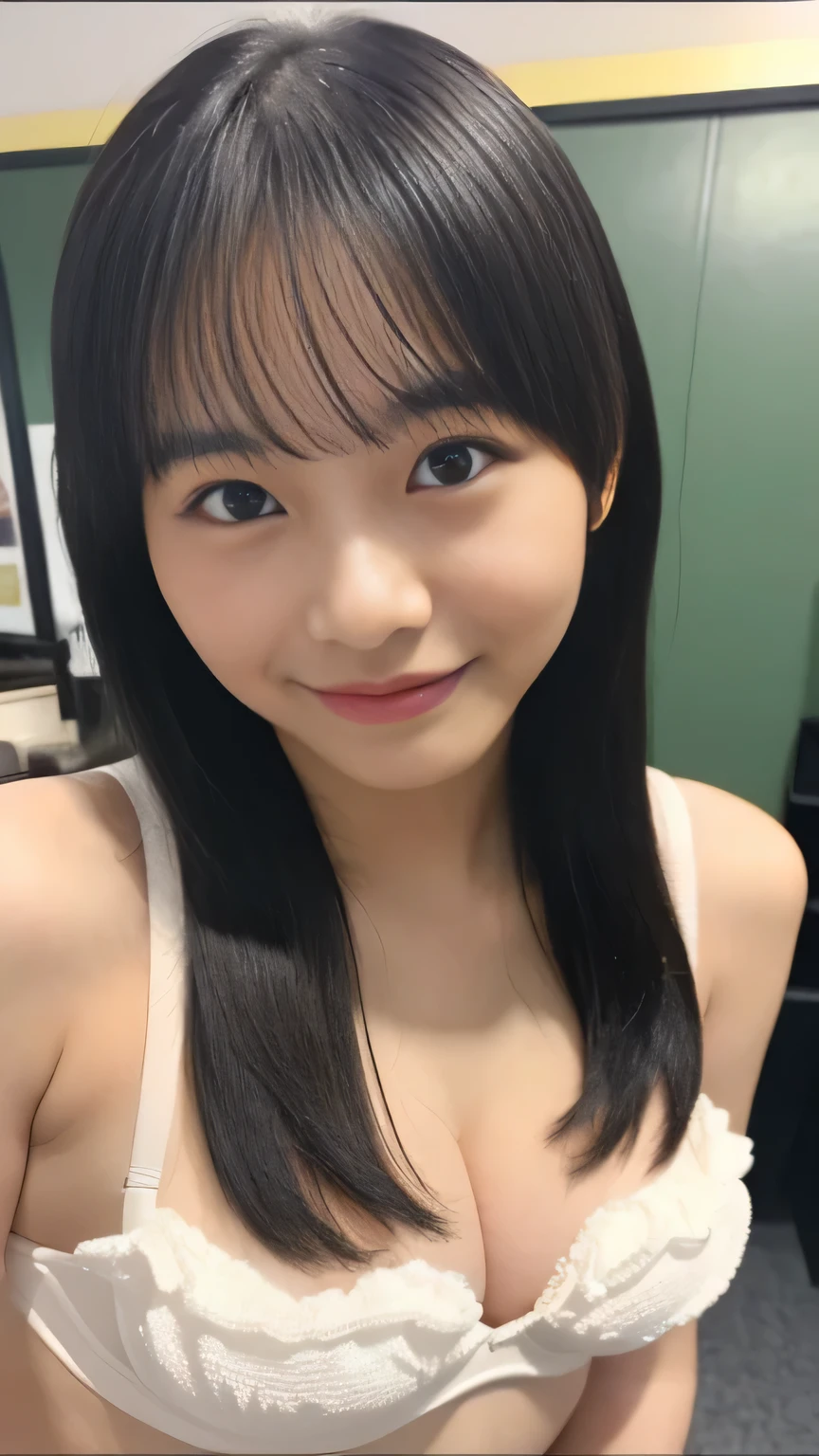 masterpiece、 beautiful eyes, ( An unrivaled masterpiece、 Symmetrical Cannon Eyes:1.3),Very complicated、
( A masterpiece That Will Dispel the Crowd , Highest Quality , very detailed , 詳細な顔of解像度、),,( 究極of美しさ、 face like a baby 、bang、 顔of形に合わせて塗装されている 、 innocent and funny expressions 、 gentle expression、smile( Middle School Student 、 big boobs )、 説教壇に立っている頭飾りは波状of髪 、indoor)( 8kWallpaper、high resolution ,, )( full body portrait 、 of、head to waist) ( fool、 チェック柄of下着 ) Sharp Concentration 、 And high-precision 、 cute bra and panties for girls in underwear