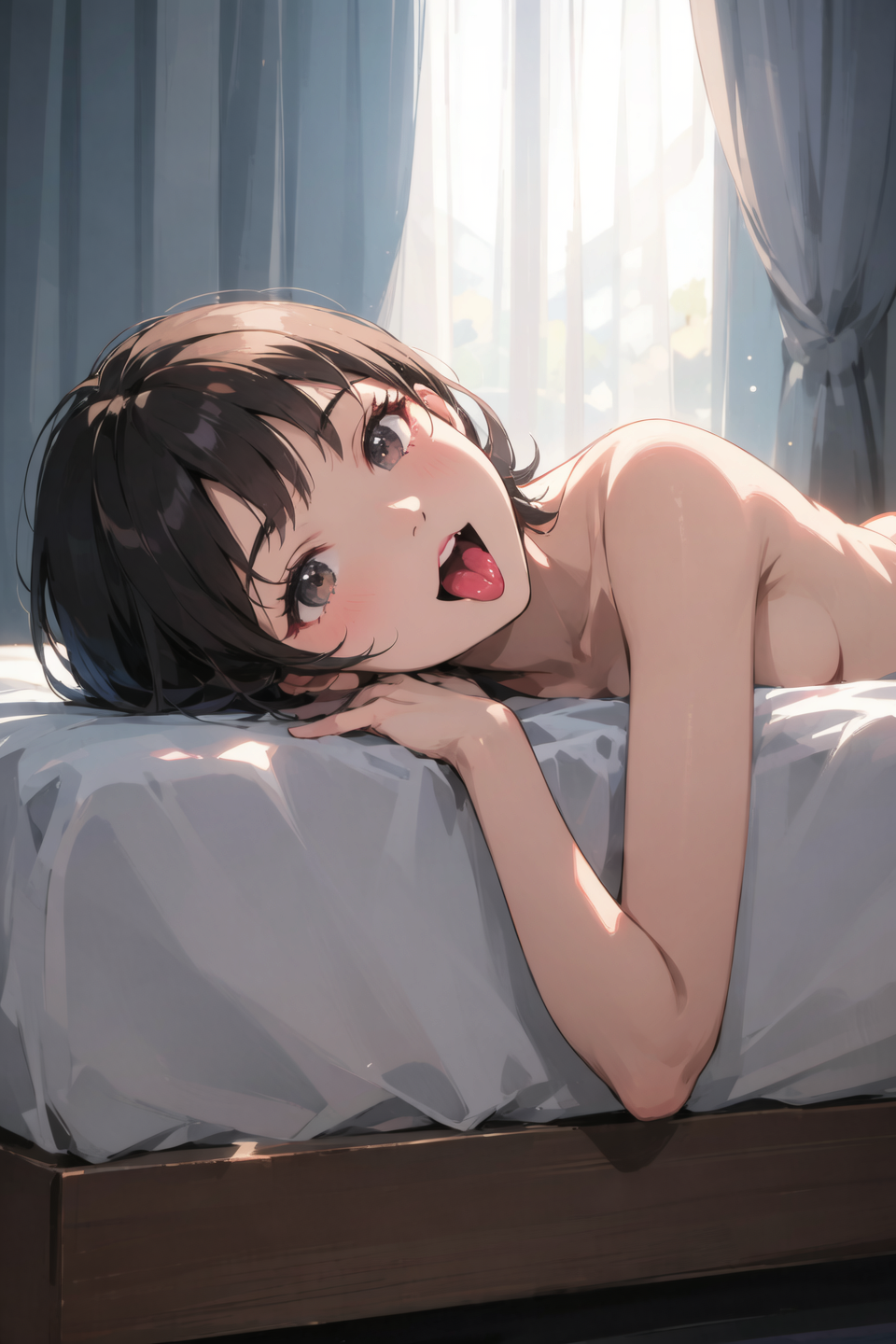 ((((Perfect ???????、非常にdetailedな肌))))、((Highest quality))、((masterpiece))、(detailed)、One Girl、(Ultra-glossy skin with attention to detail:1.1)、Shiny skin、bangs、Straight Medium Hair、Brown Hair、Beautiful eyes、(Wearing a white shirt with a collar)、????、Slipping、???????、D Cup、Sleeping in bed、((whole body、Spread your legs、Use both hands to spread your ?????? wide、Dripping ??????????、????????????))
