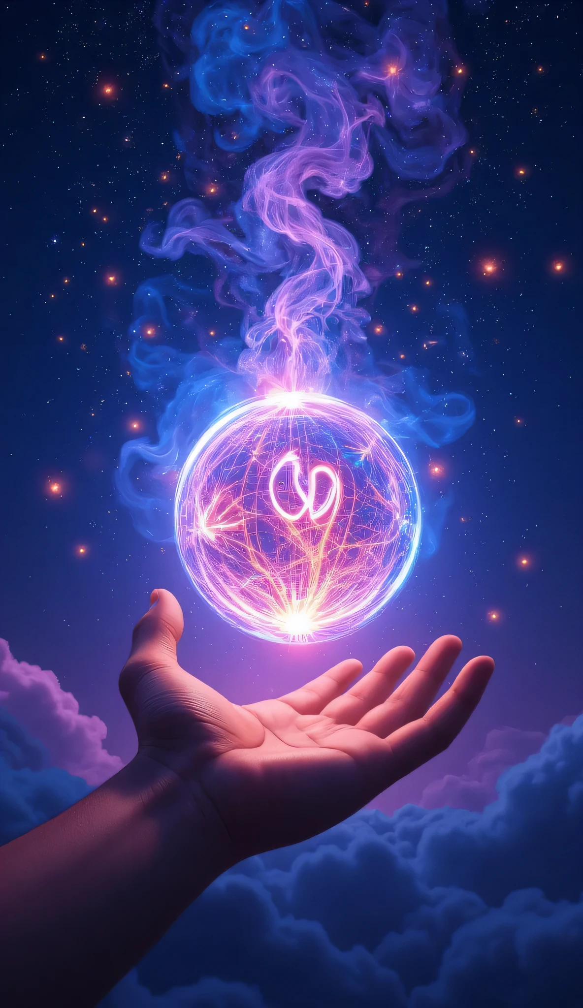 "An anime-style poster in a vertical (9:16), logo with a background detailed in vibrant shades of blue and purple, recalling a starry night with soft effects. No centro da imagem, em destaque, is the logo with the kanji and the text 'Santo Anime', artistically integrated as if it were part of the scene, lightly illuminated by a magical light effect. The style must be sharp, format inspired by modern anime covers, with touches of brightness and energy surrounding the, conveying intensity and epic atmosphere."