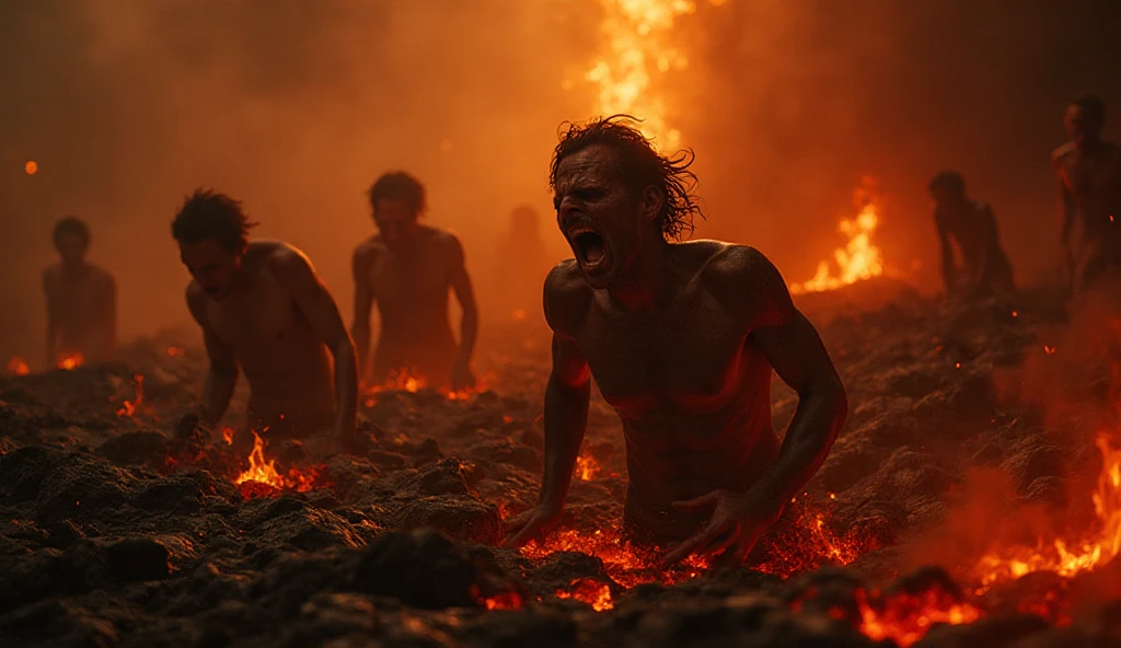 I want an ai generated image in which people are shocked in horrible way and photo size 16:9 and background color should be dark red