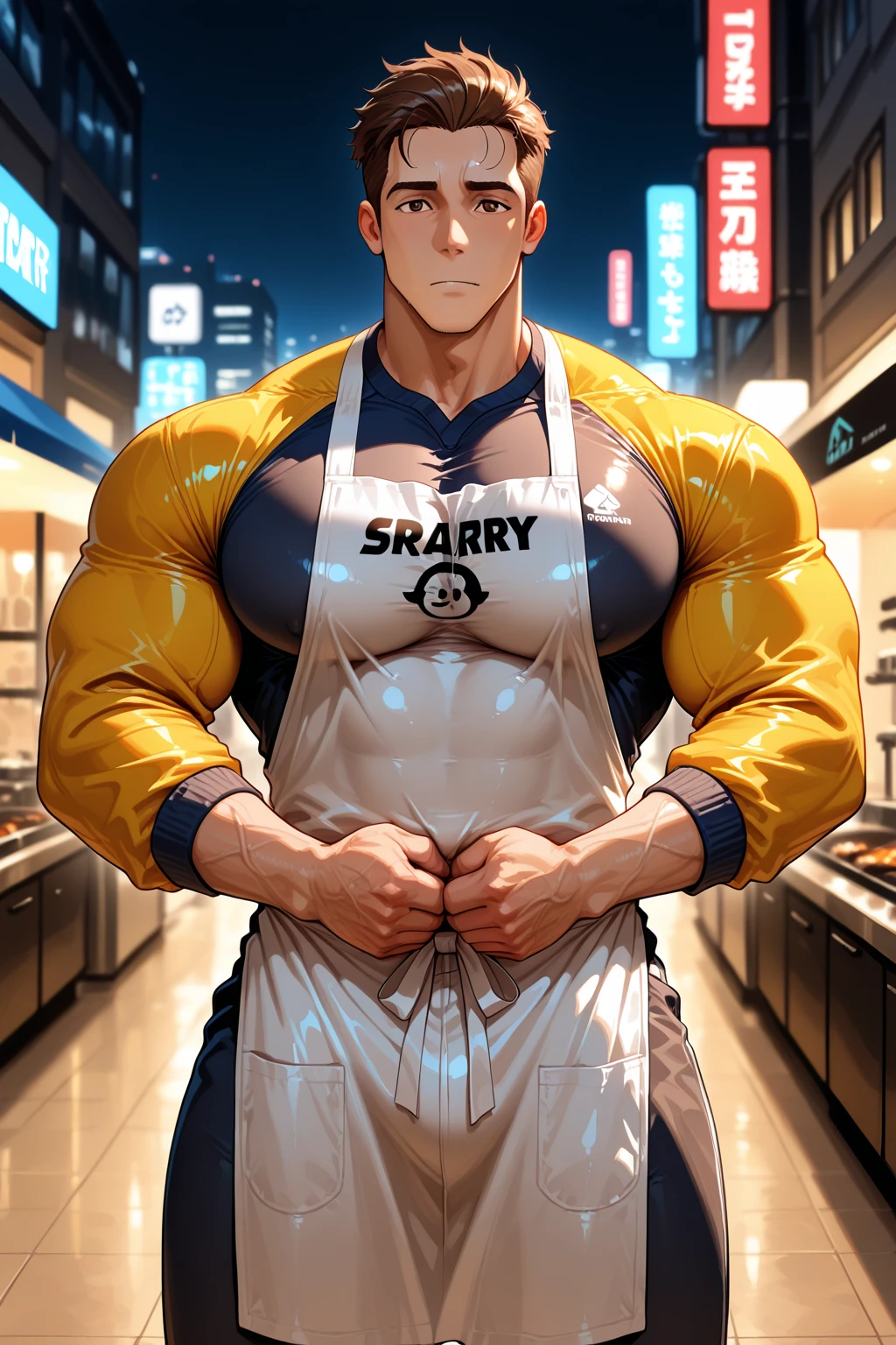 ((masterpiece, 4k quality, highly detailed)), cybernetic legs, visor, long hair, neon highlights, big belly, fat belly, ((android boy)), ((solo male)),  belly, blushing, sweating, ((sci-fi)), choker, cyberpunk clothes,  clothes, soft skin, white metal, ((pants bulge,  imprint,  bulge)), ONE MALE, avoiding eye contact, awkward body language, ((belly focus)), ((anxious expression)), ((slightly muscular fat arms)), ((sweaty)), fat male, techwear pants