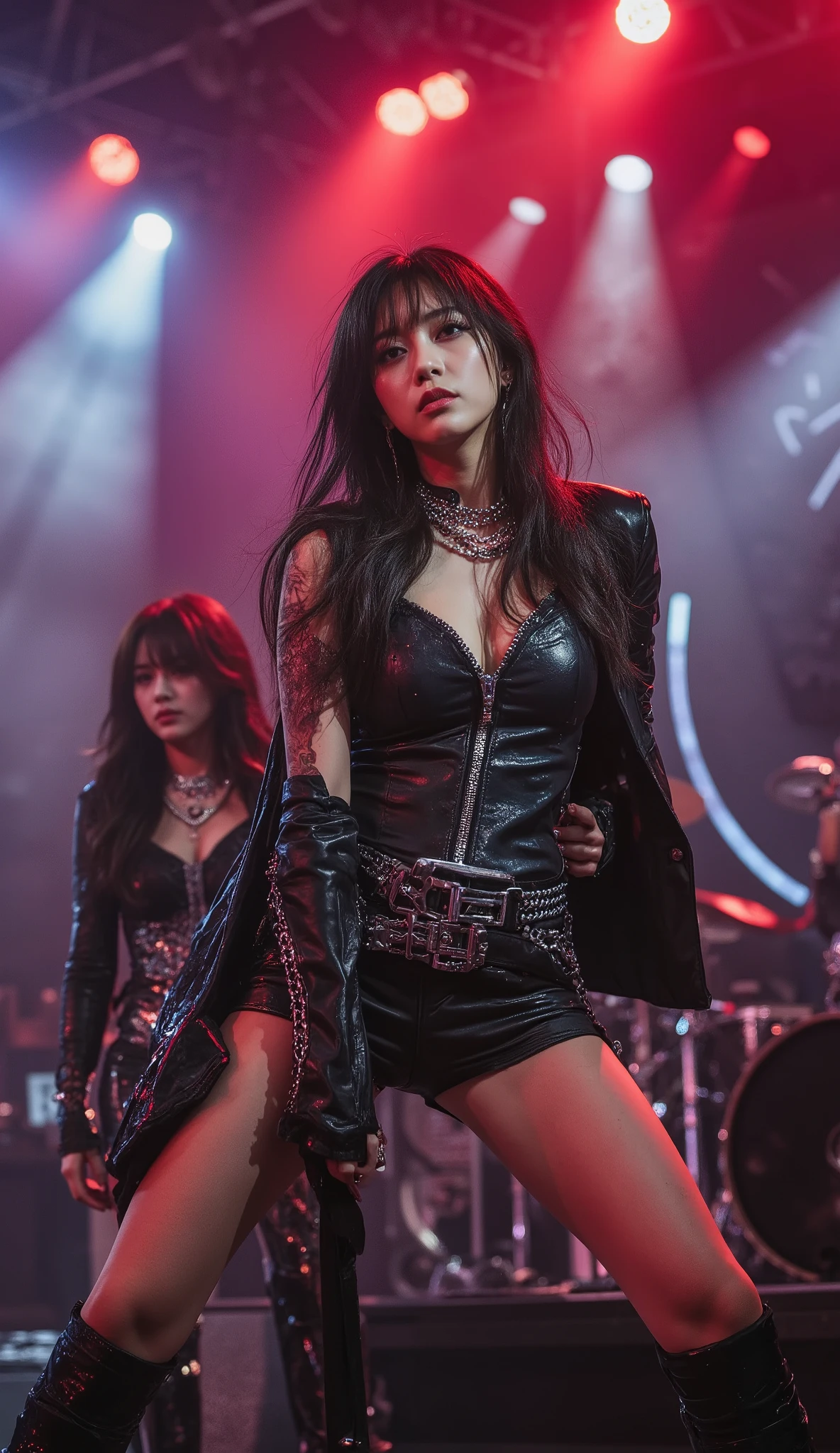 ( 32K High Resolution, Highest Quality, masterpiece, Ultra High Definition), Details on all aspects, mysterious, Ultimate Perfect Dynamic Composition, Highly Detailed Skin and Face Textures, professional camera work with beautiful focus, Ultra High Accuracy, Concert at Nagoya Dome, Fierce Lights:1.3, Enthusiasm Rising from the Audience, Fascinating Japanese Female Rock Singers, A Fascinating Way for Female Rock Singers to Sing Using a Mic Stand:1.3, Appropriate Clothes for Female Rock Singers, Female Rock Singers Behind Female Rock Singers Rock Singers Are Rock-style Male Bunts, Chouchou, small face, sexy face, Cutting edge, Amazing, tradition, majestic, training, (big L cup boobs, Waist size 55cm, 92 cm butt), Romantic, Artistic, mysterious, Object of praise, original, Dramatic, Innovative, charm, Heartful, gorgeous, sense of loss, Special, exciting, Extreme, Mysterious Symmetry