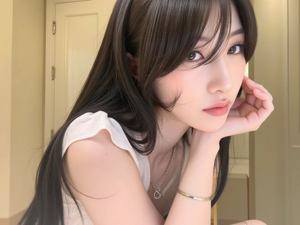 One woman、Korean、beautiful、