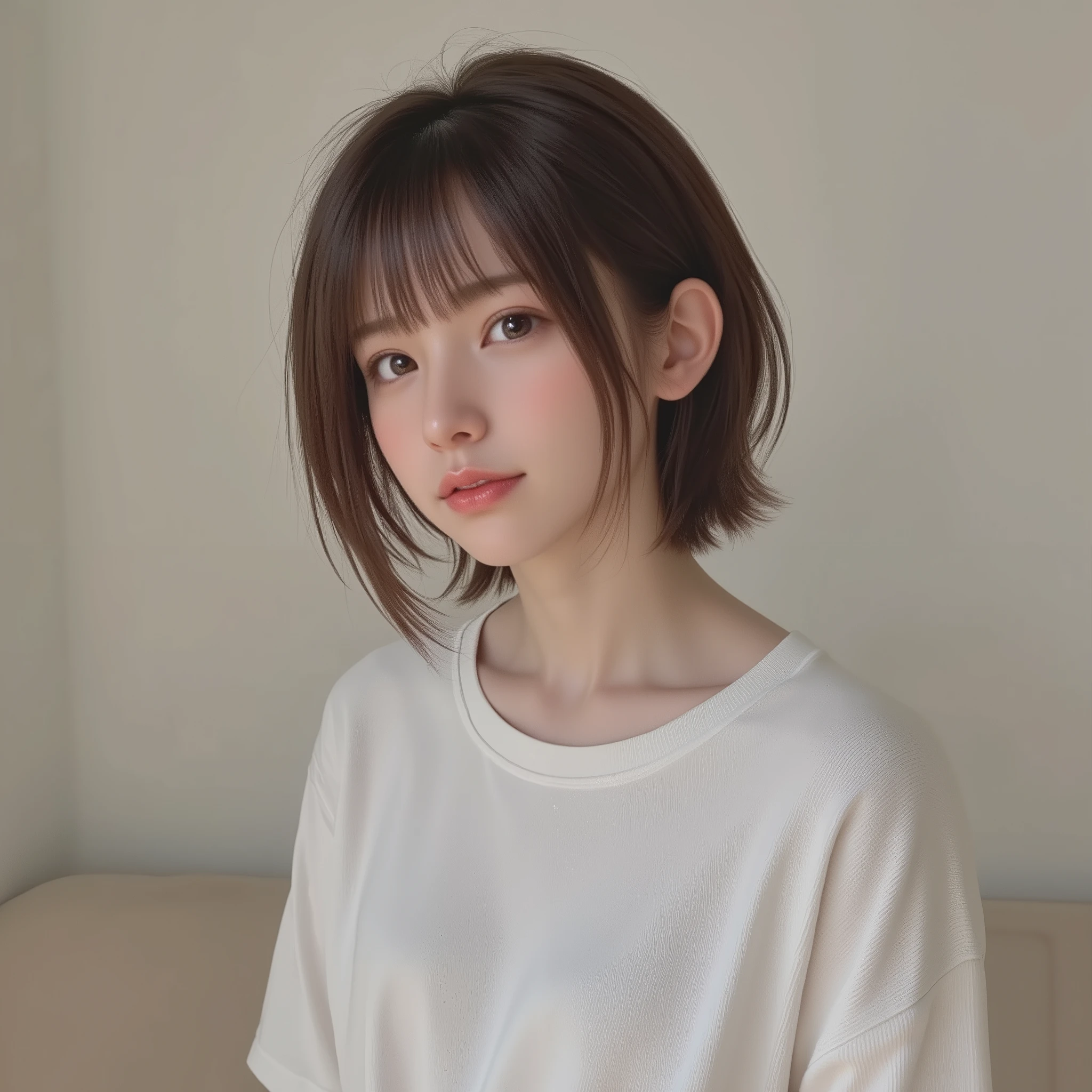 (((looking away))) greatest masterpiece Tees (((panties))) short hair (((panty))) pants