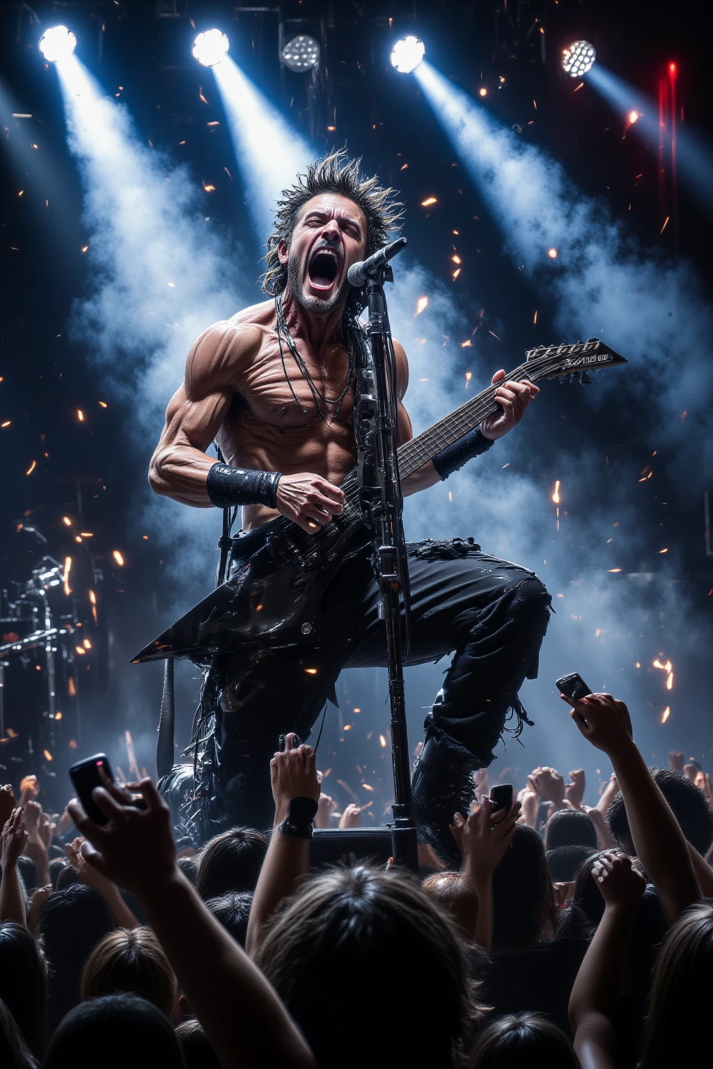Face focus, pov, handsome muscular  blonde haired man laughing and winking,  hands above head, armpits tickled by feather, feather tickling neck, feather tickling neck, dungeon background 