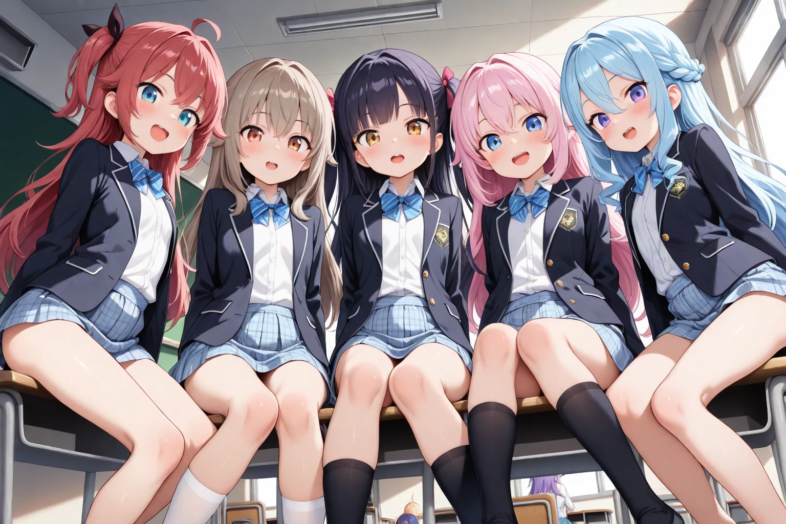 mastute piece,Best Quality,insanely detailed,8k cg,????,
3girl,3girls line up,3girls on ?????????,3girls raise butts,3girls look at front,side by side,(nudi-ty,school uniform,??????? out,????????,??????,no panties,???? ???????),blush,shy,??????? face,gasping,all girls pink hair,perfect ???????,perfect ???????,open mouth,school hallway,
1boy,boy stands behind girls,boy spread arms,