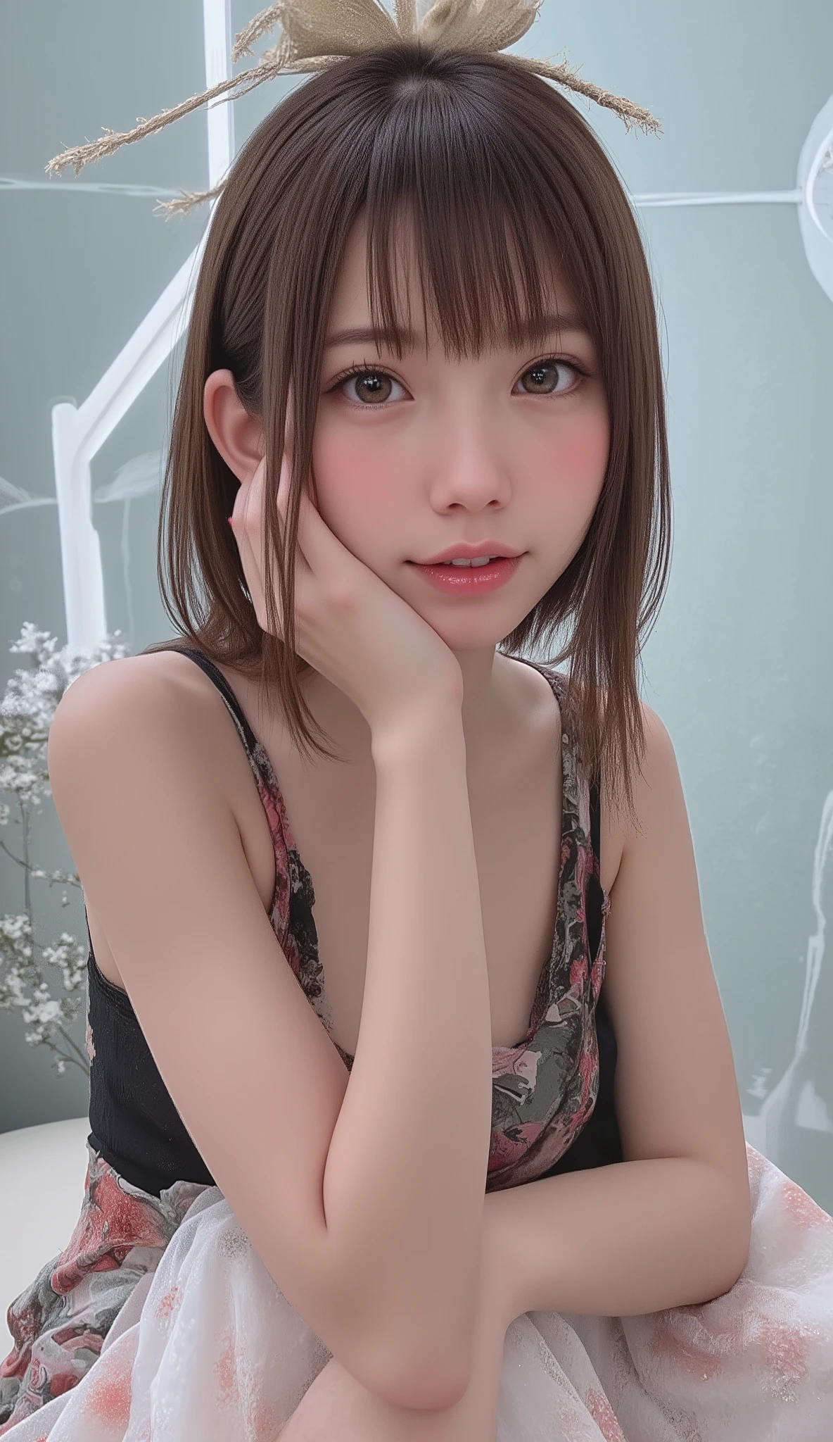 is facing the front、thighs、