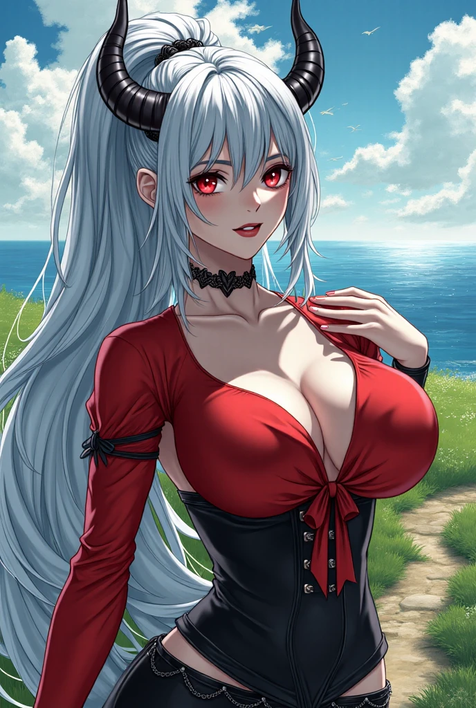 female vampire, vampire fangs, (White hair), (tight dress), (masterpiece), (on her knees), (without a condom), (long hair), Perfect body, (fishing nets:1.3), (ultra realistic eyes), (detailed face), sharp focus, Unreal engine 5, Octane render, (Cinematic lighting), 8 k, RAW, unedited, Symmetrical balance, in frame, symmetrical face, symmetrical body, symmetrical hands.