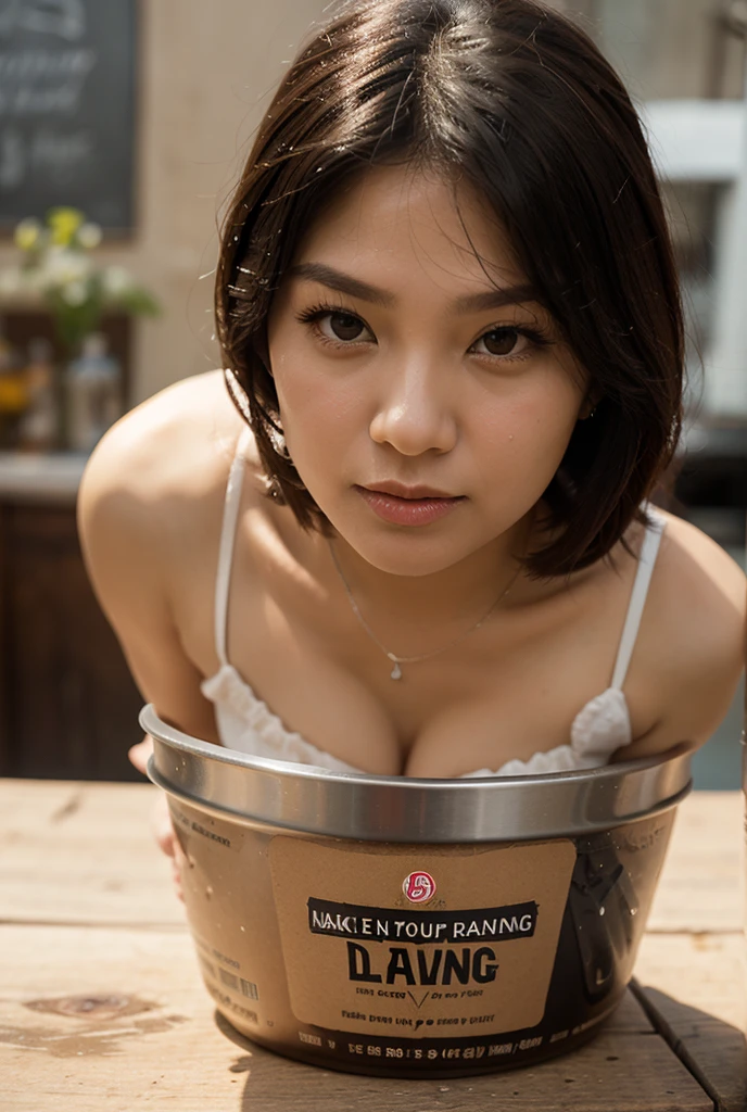 girl,  Japanese, , eat, ramen stall, charming, short cut hair, crossed-leg