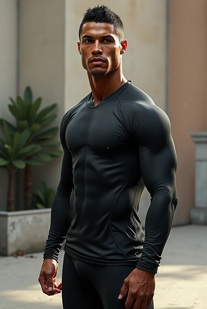 handsome and beautiful tall black man smirking with natural twist hair half body shot wearing a black t-shirt and jeans