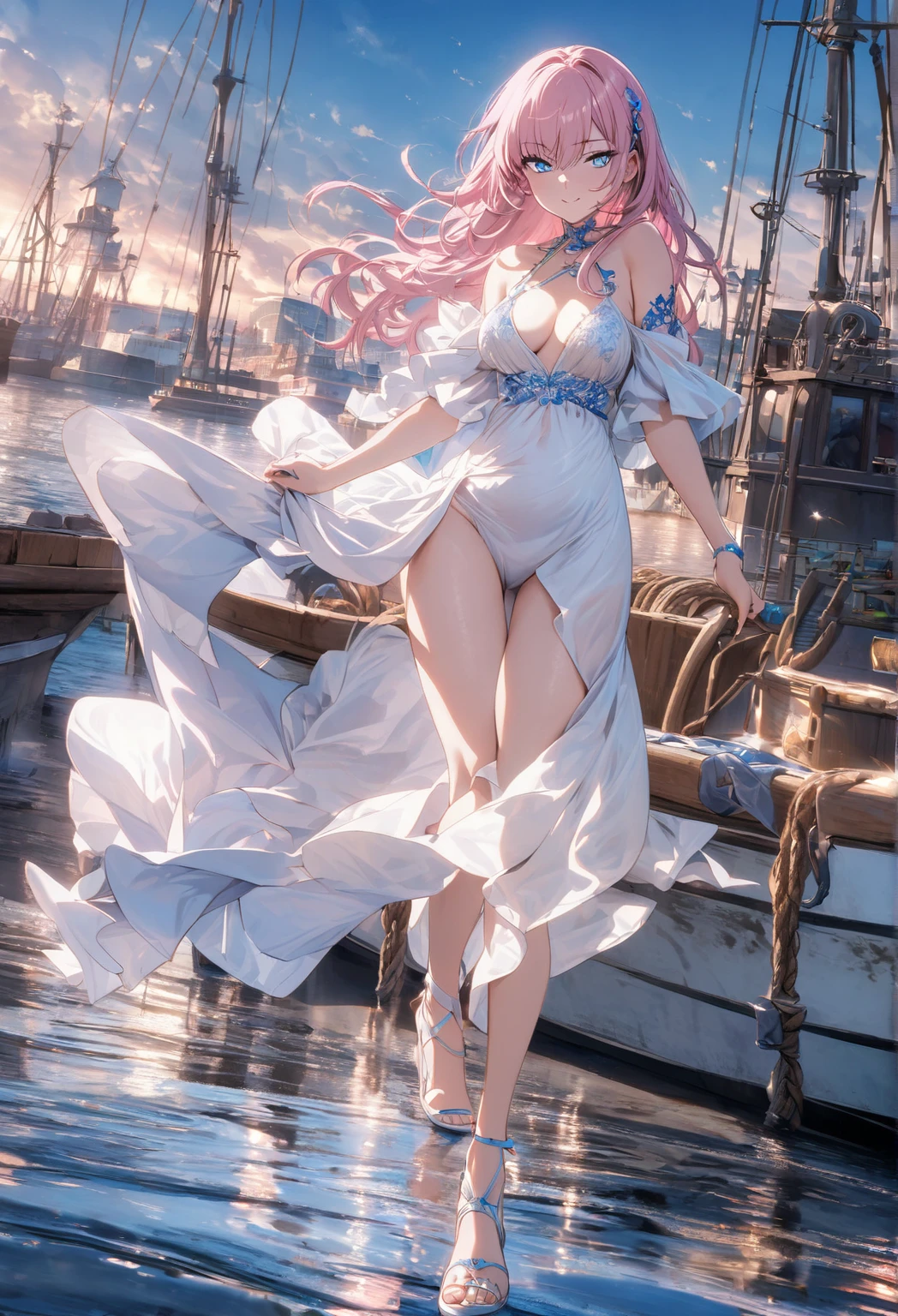 Giantess appears from underwater in front of a giant cruise ship, the cruise ship looks very small in front of her because it is giant, she is ?????, she has red hair and white skin, she has small ??????? but very ???? legs and her body is very curvy. Goddess, Attack, giant, cruise ship, full ?????, ????, hot, ocean, in middle of the ocean, without buildings, High quality, Red hair, hottest, tall girl, ???? legs, monster girl, cruise ship, giant cruise, attacking, evil, mad, ???????????????, ??????, xxx