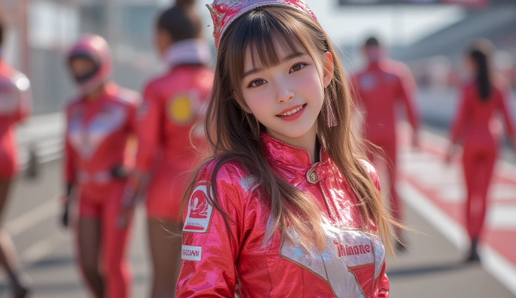 (a gorgeous lady, age 21, Flight Attendant uniform, Shenzhen Airlines Stewardess, wet white shirt, wet red , kneeling in a bathroom, dimpled smile, short ponytail hair, short bob hair, cute snaggle-tooth, well-endowed round , long flawless legs, photorealistic, beautiful detailed eyes, beautiful detailed face, hyper-realism, high contrast, ultra HD, realistic skin textures, top image quality, top-quality, super high resolution, fine details, very meticulously, close-up shot, head to thigh, romantic night, dark bokeh background)