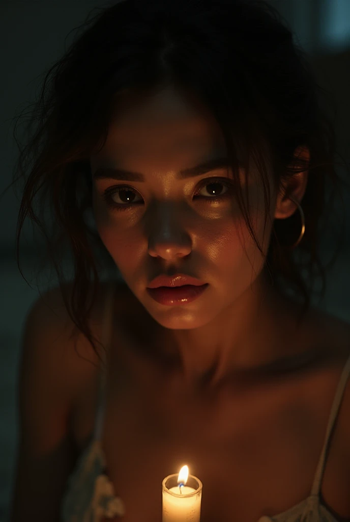 (8k, 4k, Best Quality, high resolution, ultra high resolution:1.1), (Masterpiece, realist, photo-realist:1.1), 1 girl, face, close up, two tails, by rubio, black eyes, Red lips, (looking at the viewer:2), absurdly long fur, long eyelashes, shadow, small face, large eyes, shoulders, High contrast,