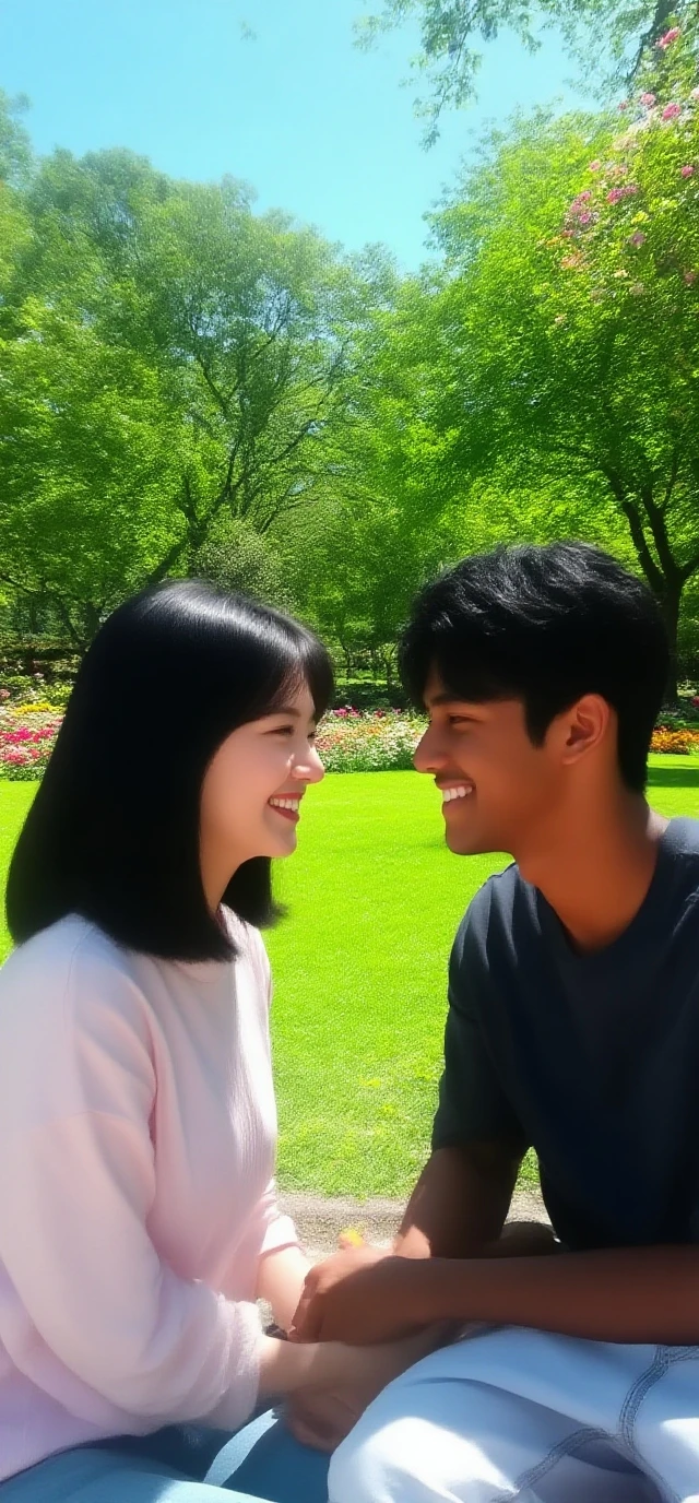 (best quality,4k,8k,highres,masterpiece:1.2),ultra-detailed,(realistic,photorealistic,photo-realistic:1.37),HDR,UHD,studio lighting,ultra-fine painting,sharp focus,physically-based rendering,extreme detail description,professional,vivid colors,bokeh,portraits,

A couple is standing in a beautifully landscaped park. The photo has the highest quality, with a resolution of 4K or even 8K, making it a masterpiece. The image is ultra-detailed, the couple's facial features, clothing, and surroundings are all clearly depicted. The scene is realistic and photorealistic, allowing viewers to feel as if they were actually present in the park. The colors are vivid and the lighting is professionally done, highlighting the couple's features and the park's beauty. The focus in the photo is razor-sharp, capturing every little detail perfectly. The park itself is finely painted, with physically-based rendering techniques used to create a lifelike environment. The photo has an extreme level of detail description, displaying even the smallest elements with precision. The overall aesthetic is that of a portrait, showcasing the couple's love and connection. The colors and tones in the photo are carefully chosen, creating a warm and romantic atmosphere. The lighting in the park is natural and soft, casting a beautiful glow on the couple.