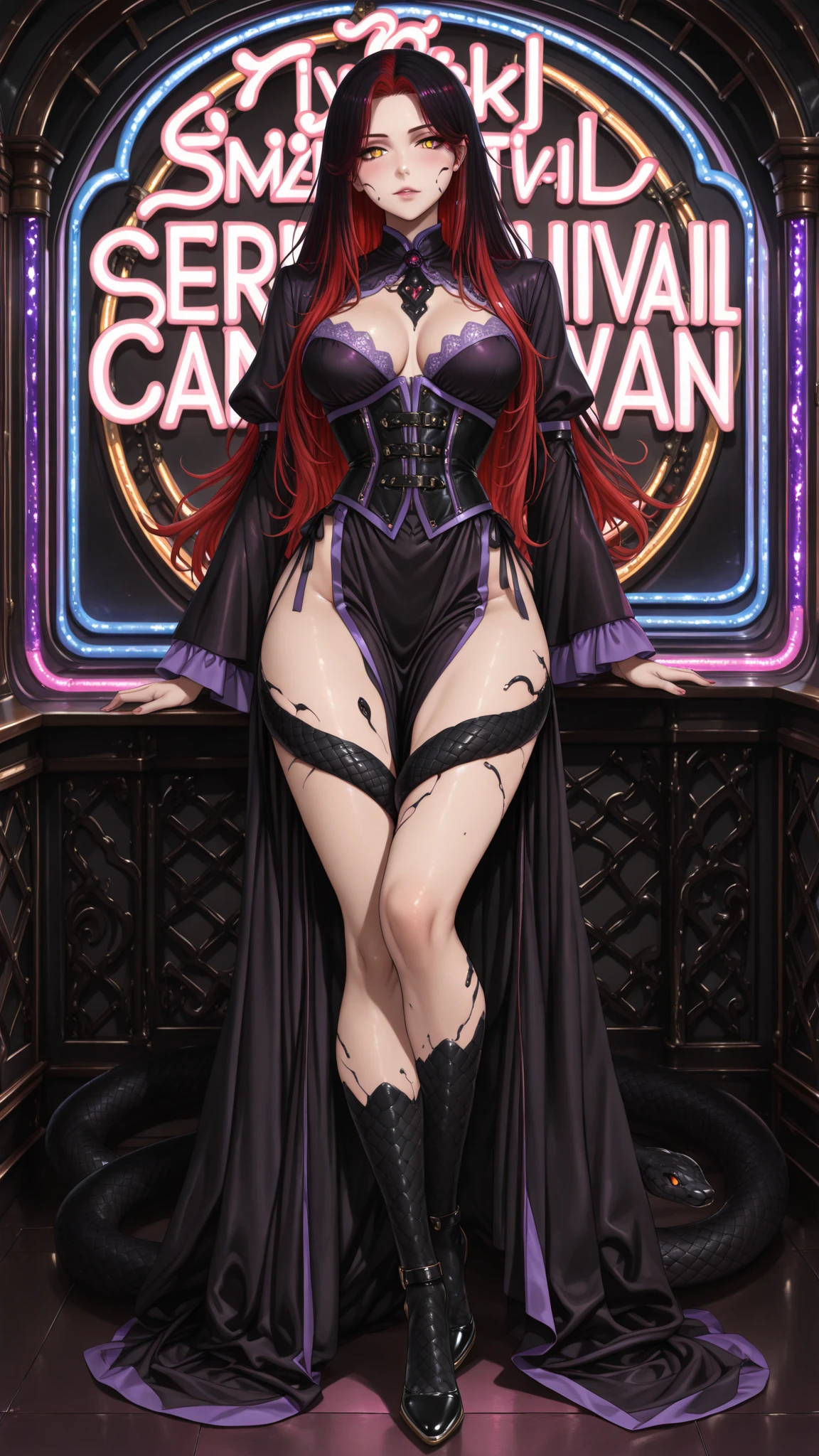 ((raven in background:1.4)),((ultra realistic illustration:1.2)), Tall, slender ((redhead)) woman of Irish descent. (pale:1.3)complexion. blue eyes, cute , nice legs. Kind eyes, (cute smile).  Mascara, eye shadow, blush, necklace, cocktail dress stiletto heels. Masterpiece, (highly detailed:1.2),(detailed face and eyes:1.2), 8k wallpaper, natural lighting. core shadows, high contrast, bokeh.