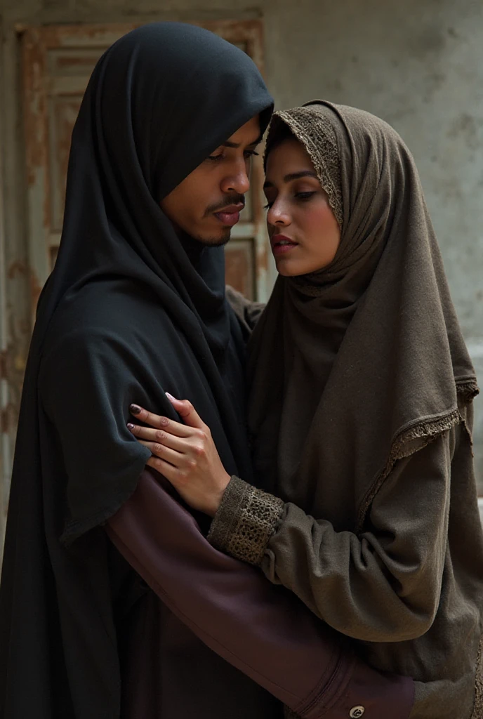 Muslim  holding his mother 
