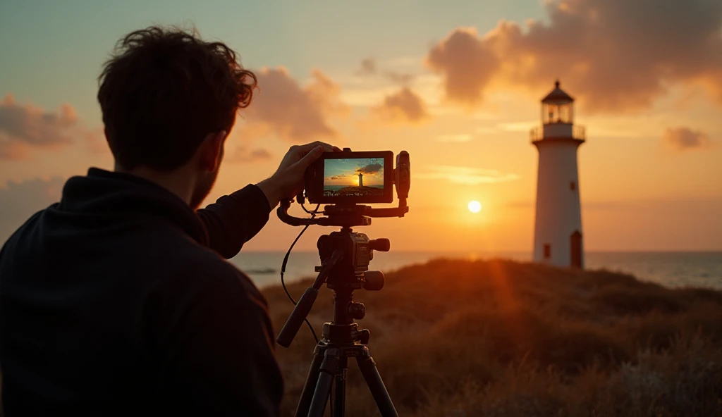 A Behind the scenes Cinematic Shot Of A Filmmaker Capturing A A Behind the scenes Cinematic Shot Of A Filmmaker Capturing A