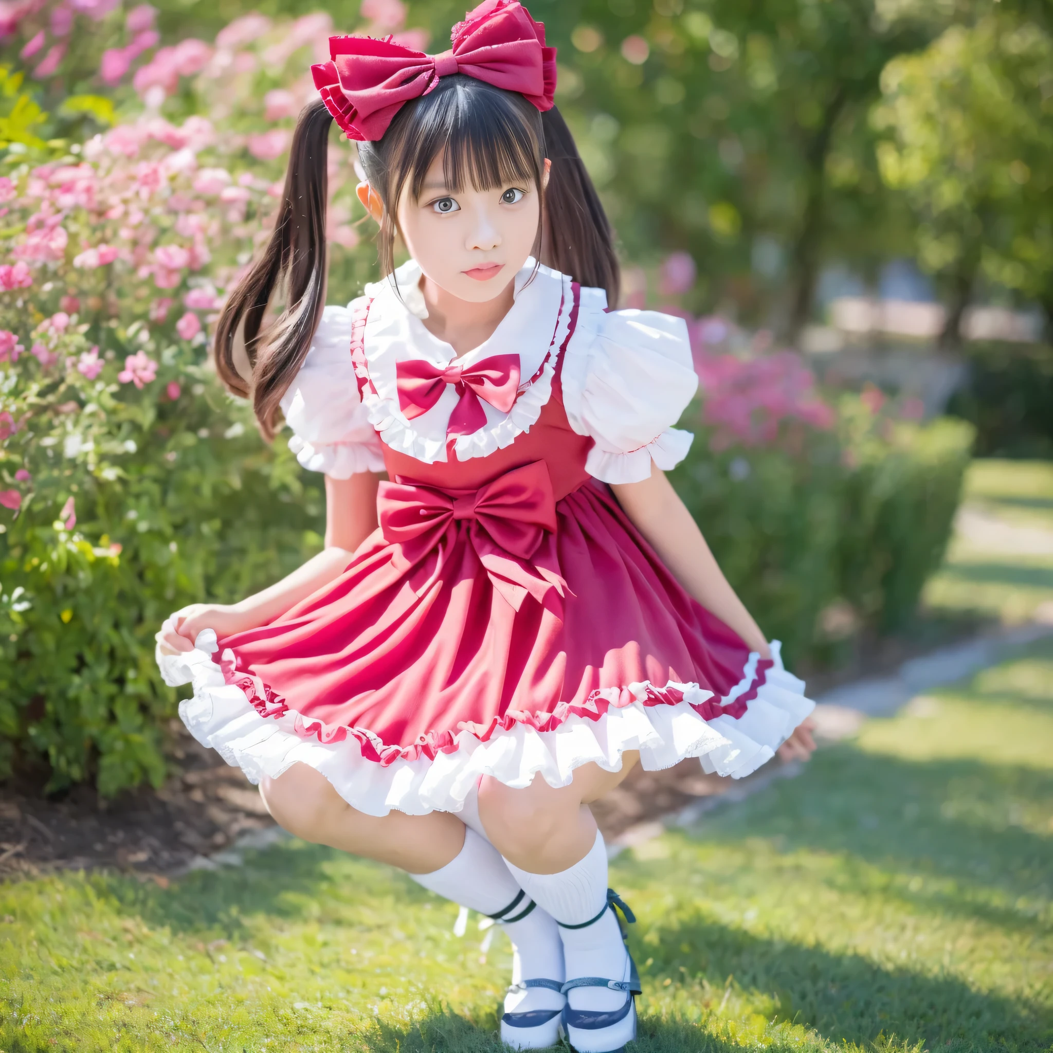 Highest Quality,4K,Japanese girl,12 years old,Clothes with ruffles and bows,