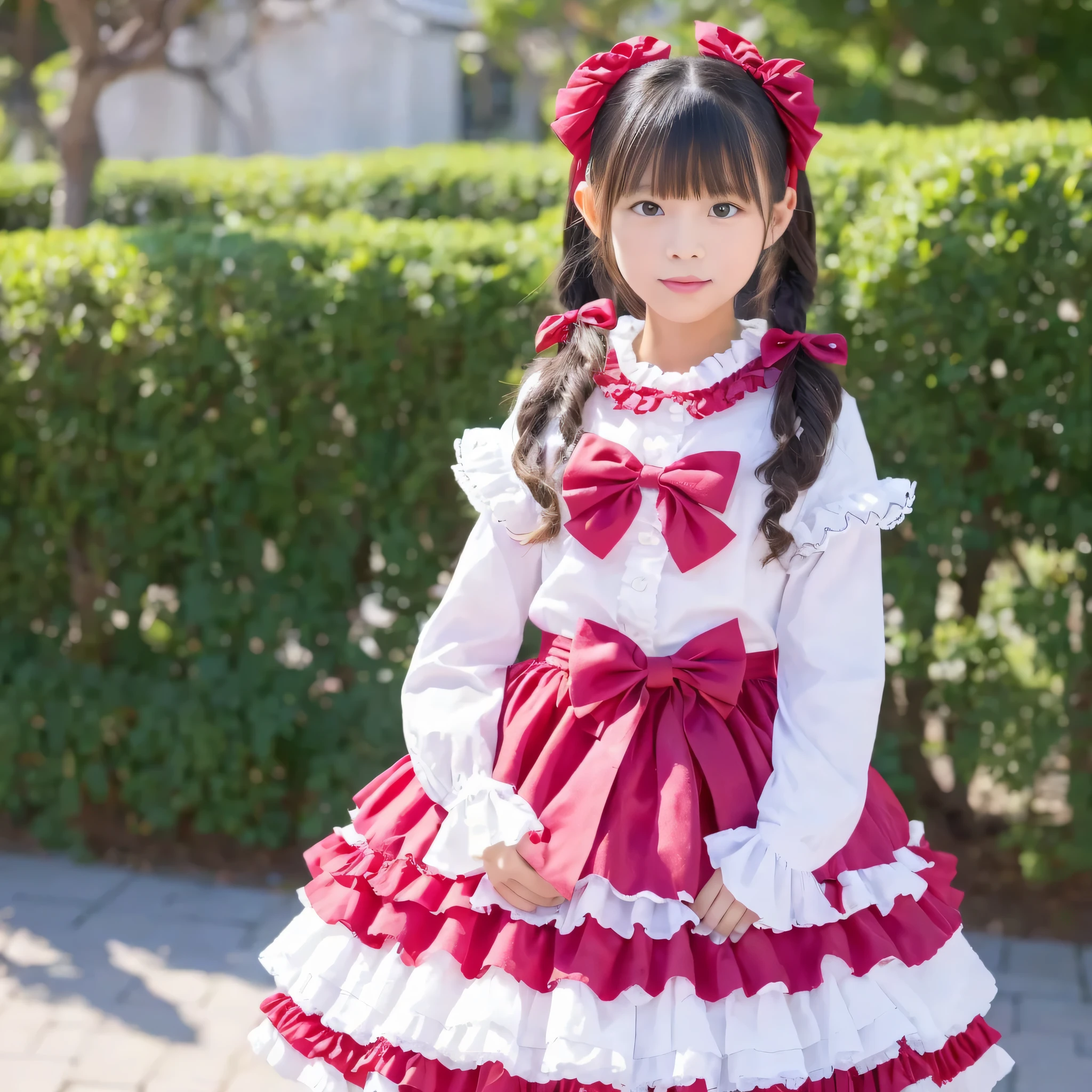 Highest Quality,4K,Japanese girl,12 years old,Clothes with ruffles and bows,