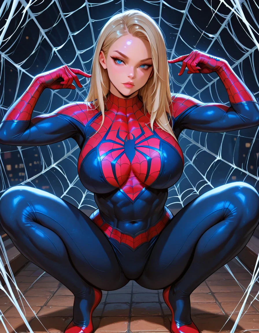 ((Piper perri with her legs raised)), (((exposed ???????, show ???????))), ((costume is disappearing from her ????? to her ??????)), ????????:1.5Beautiful woman detailed defined body, ((spider man cosplay)),m, ((??????? popping out)), thigh gap, (exposed midriff), narrow waist, wide ???? ((???? ?????)), (show ???????) (((location is detailed city rooftop))), time of day is night, ((her ???? ??????? are exposed)), visible ???????, (toned body)