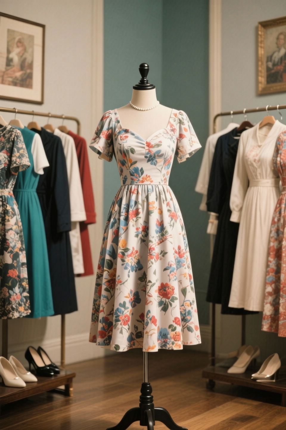 Retro chic fashion, anaglyphic, beautiful lady, retro patterns, old-fashioned and vintage aesthetic, textured, turquoise, pink, mint green, orange, pale yellow <lora:Regina_Todorenko_640x960:0.85>