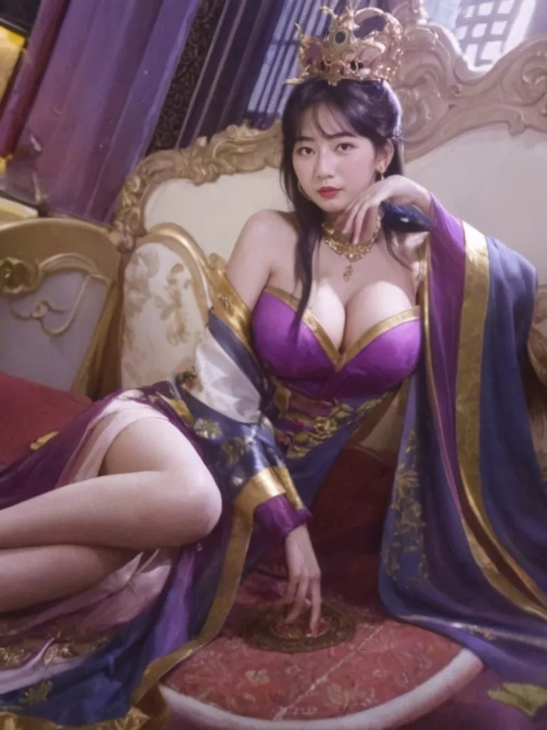 tmasterpiece，Need，highdetailRAWcolorphoto，Panoramas，best qualtiy，A girl，Exquisite facial features，shift dresses（Open the ventral bifurcation end），Bedrooms，（Breast enlargement：C cup），cabelos preto e longos，hair-bun，hair adornments，Purple pupils，largeeyes，Smart eyes，ponder，复杂，is shy，looking to the camera，lipsticks，prette，adolable，Raised sexy，softlighting，brightly，Graphics card rendering，Very realistic，full bodyesbian，Highest definition，Highest high resolution，8K Blu-ray