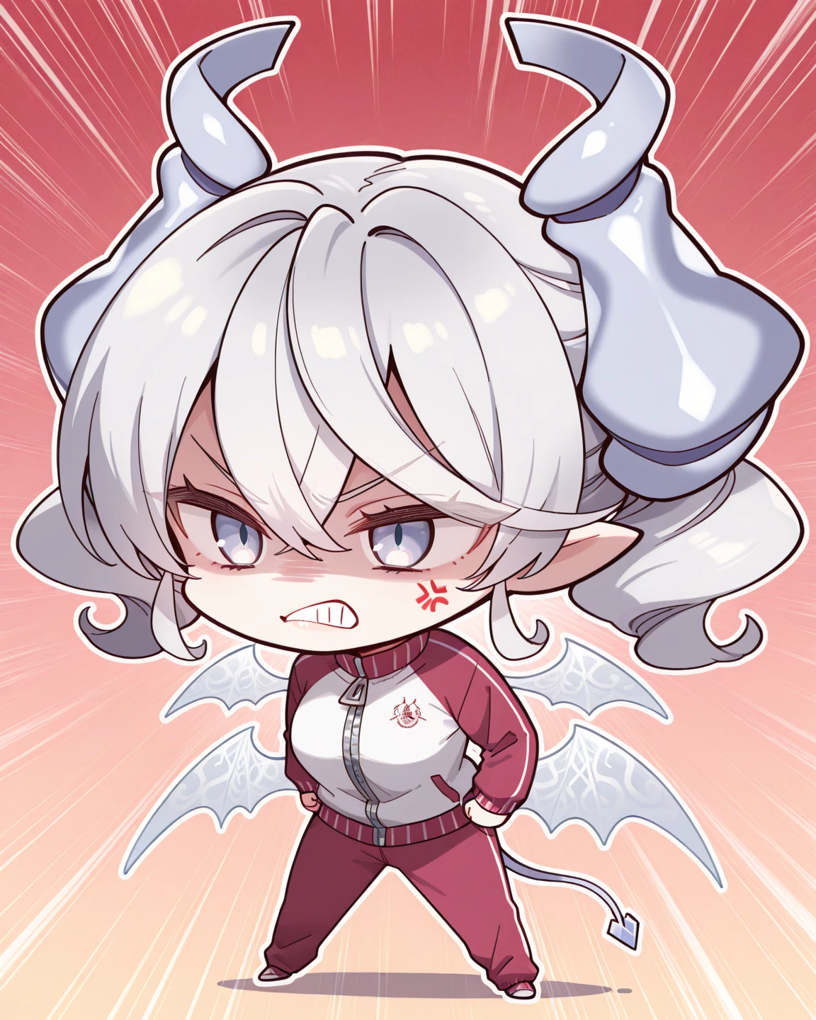 Pale skinned woman with burn scars on her left arm and below her left eye with silver hair, small tits, big hips and silver colored eyes. full of milk