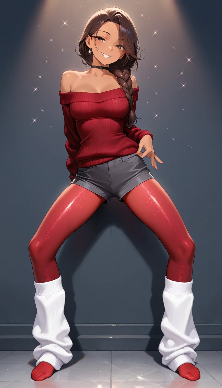 score_9, score_8_up, score_7_up, source_anime, spider Gwen Stacy, exposed , yoga pants, long legs, one leg up, standing, tiptoe,  feet, dojo