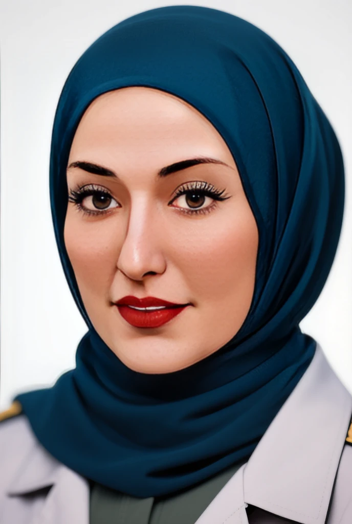 a close up of a woman wearing a hijab and a red shirt, digital illustration portrait, detailed color portrait, realistic female portrait, detailed illustration portrait, realistic portrait, portrait illustration, cartoon portrait, digital art portrait, realistic studio portrait, realistic detailed face portrait, digital portrait, photo realistic portrait, high quality portrait, cartoon digital painting, epic portrait illustration