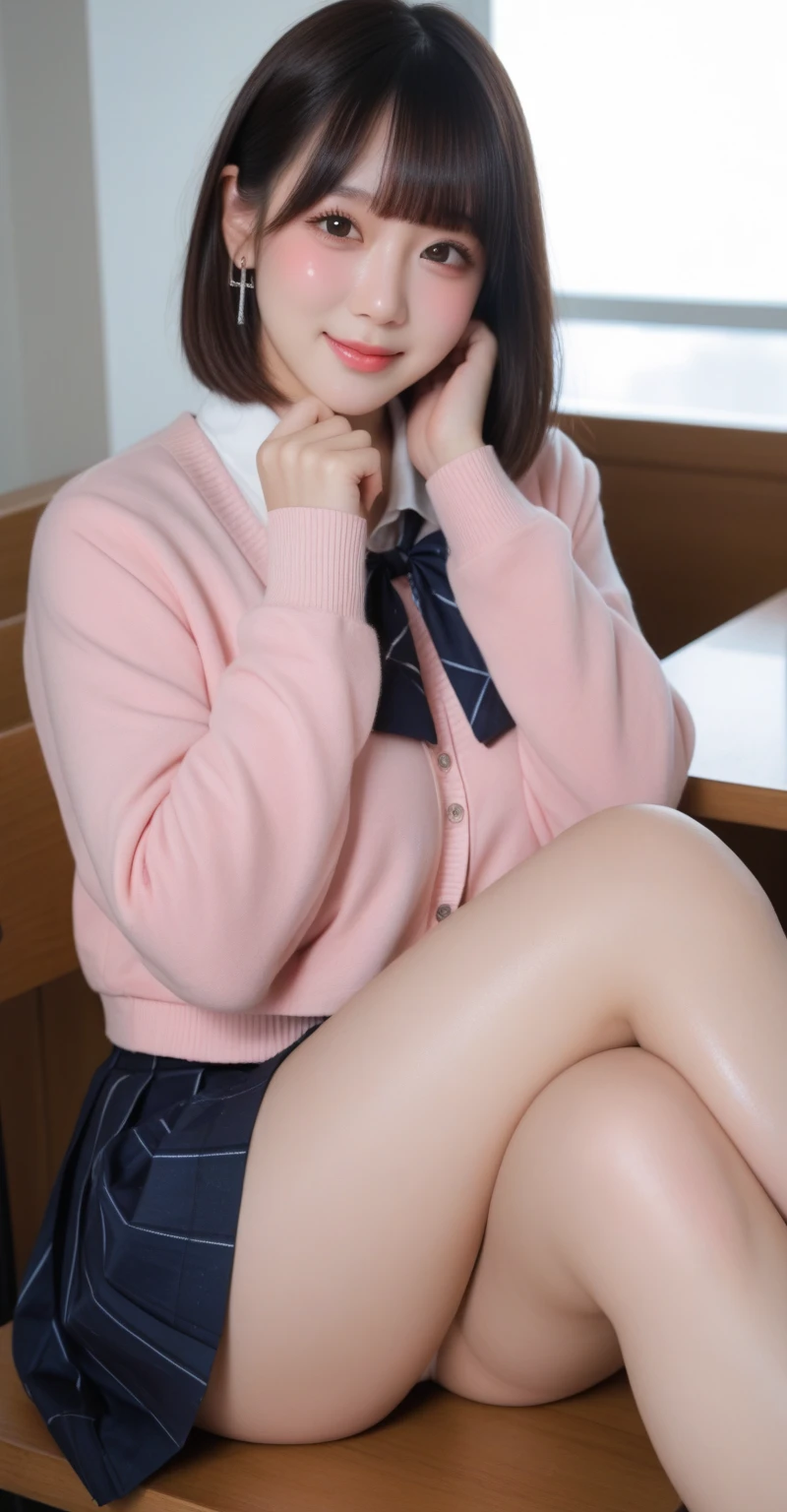 (cubby :1.3), (big hip:1.3),(double eyelies:1.3),(long eyelashes:1.3),(white panties:1.3),(Looking directly at Viewer:1.3),(smile:1.2)32K, masterpiece, Raw photo, Best Quality, Photorealistic, Highly detailed CG Unity 32K wallpaper, depth of fields, Cinematic Light, Lens Flare, Ray tracing, (Extremely beautiful face, Beautiful lips, Beautiful eyes), intricate detailed face, ((Ultra detailed skin)) 1girl in, deep shadow, Cutest Pretty Japanese girl, Super Idol, 1 girl,(Happy smile), Clear eyes, (pale skin), (Big eyes:1.2), Face forward, (Brown hairs), thick thighs, ,balanced elegant face,(small mouth:1.1),drooping eyes,