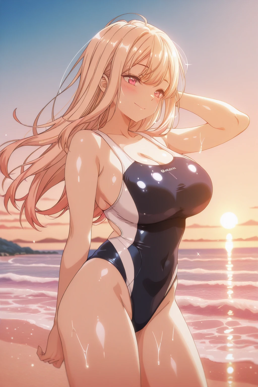 ,???????????，Happy, Sundress, abundant，Gradient, extreme，color, Extreme，detail, Clear light perception, ????, (many, Impressionism, painting), Anime Characters,Fluid between thighs,flowing liquid,Disheveled,Clothing that fits snugly,broken，????? contour,(((Wet clothing))),Tube Top,(((Ultra-thin clothing))),(Body model),((Flesh outline)),Grinning, blush,Hyperactive expression,Cover the ??????,(leaning forward)