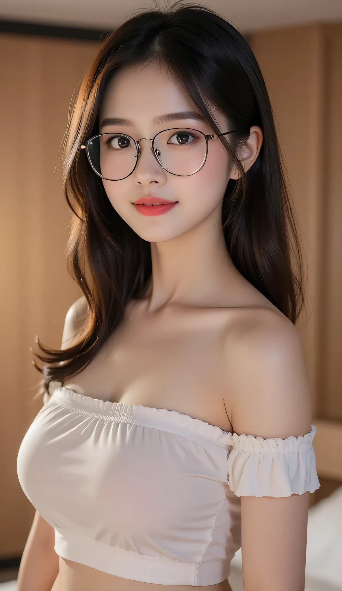 mature woman、 Japanese、Age 27 (mature beauty: 1.5)、standing in the living room with coffee cups in her hands 、 kind, Charming Smile 、( nasolabial fold :1.4)、 Natural Aging 、warm eyes 、( full body close-up :1.3)、 soft , Natural wrinkles 、 Beautiful Skin Wearing Glasses:1.4、 Very detailed (1.4)、 Unmatched Beauty live venue with 寝室 in the 背景 、(Eye makeup with ingredients:1.3)、 (( heavy makeup、 red lipstick :1.2))、( eyeshadow)、( mascara)、((( wavy hair、 update 、Short sleeve、J-cup big boobs :1.3)))、 Serious Expression s at training camp 、 kind表情、 for a perfect feminine body line 、 Beautiful standing posture 、 realistic (1.4)、 masterpiece、 Highest Quality、 rich expression 、 Physically Based Rendering 、 A charming atmosphere that captures joy、((( sexy maid costume )))、(((point: knee to head shooting )))、(( )) 。((( Serious Expression 、 kind表情:1.3)))