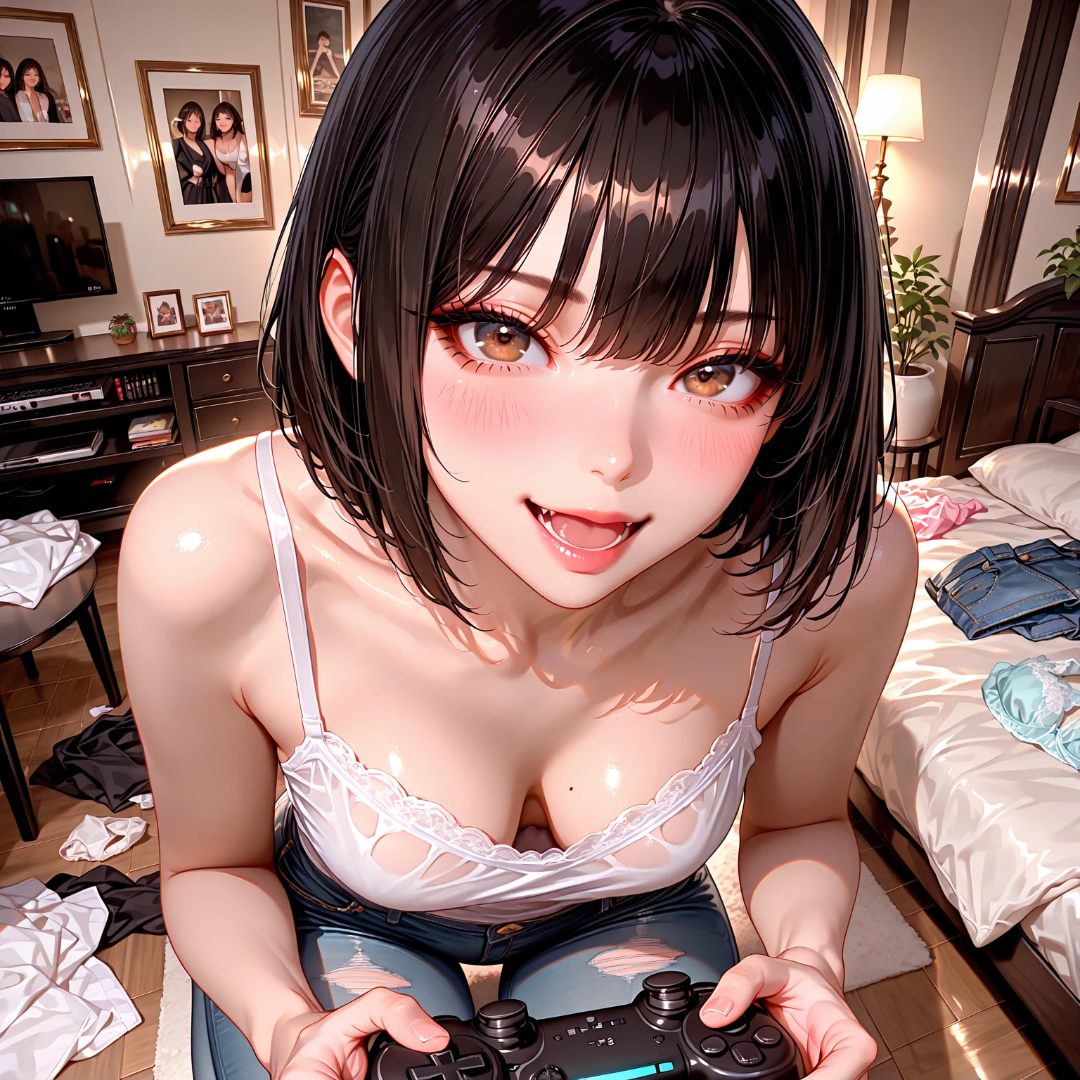 Lesbian couple(Having ),ショートヘアと白のsummer knit, summer knit, Short hair, short hair with bangs, Cute face girl, Cute little face in portrait, French Bob, pale fair skin!!, short brown hair and large eyes, soft portrait shot 8 k, beautiful light big eyes, Beautiful young girl, Young girl in a bob cut, Top image quality, masutepiece, Notes of Leonardo da Vinci da Vinci, Set against the backdrop of Leonardo da Vinci's manuscripts,See-through gowns,Chest exposed,girl woman hug,time々barechested,Two people kissing.Touching the chest,Kiss on the chest,Licking the nipples，Insert your finger into the crotch，oral ，intense oral ，urinate、Scream，me soaking wet，masturbation，Vibrator，open one's legs,レズビアンoral ,licking, with guy,Fucking