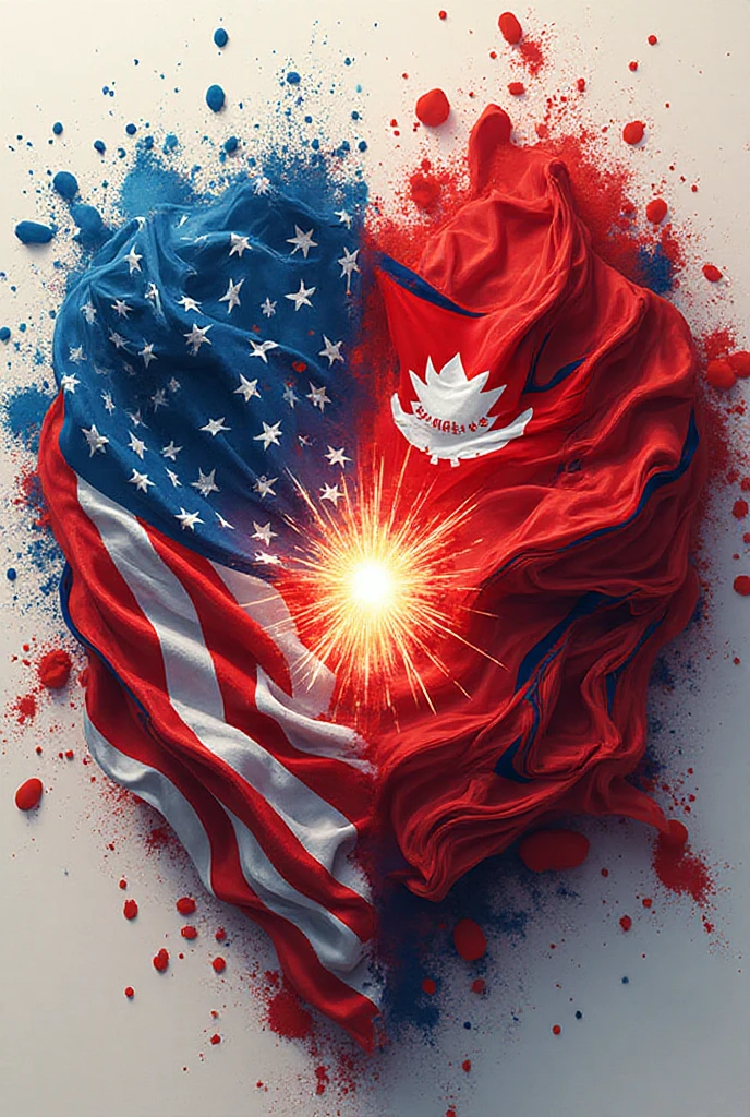 T-shirt vector illustration, centered design of a detailed flag, billowing gracefully, with an overlay of a hand over a heart, symbolizing patriotism and loyalty. simplistic, centered vector illustration, solid background color. with light color background for t-shirt design