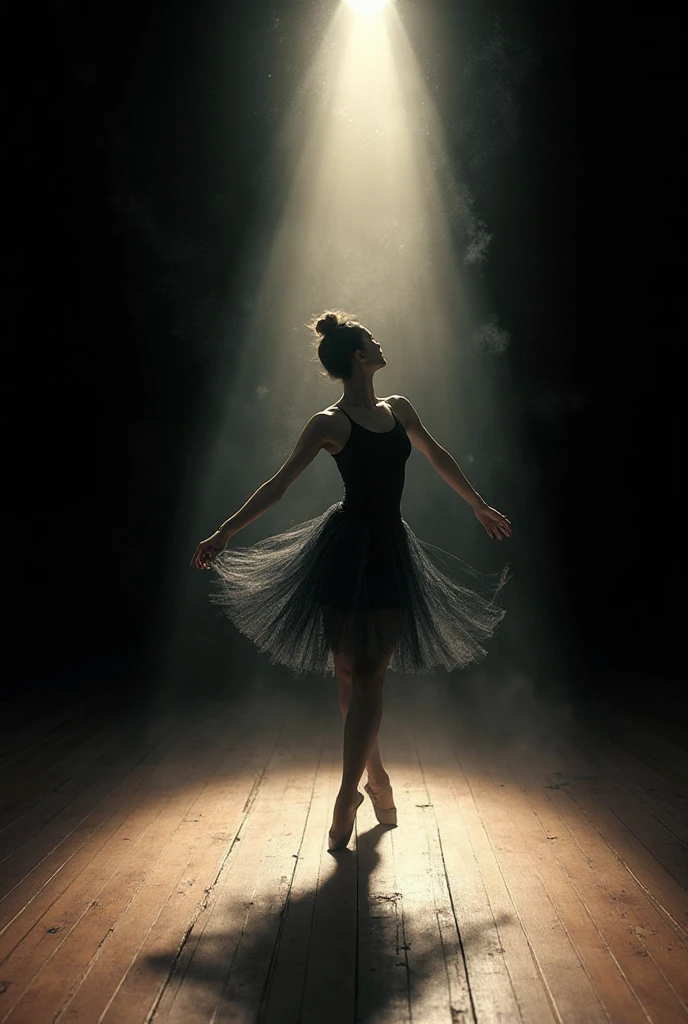 A dancer who practices alone in an empty theater under a single light ...