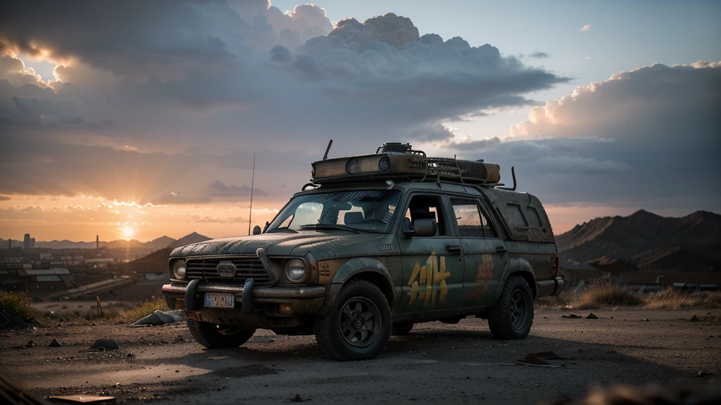 A powerful off-roader in the style of Mad Max