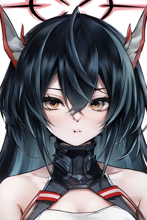 ,((long hair slightly wavy slightly past the shoulders, black bangs, small black pigtails on the sides, cute cat ears, beautiful thin red eyes,)),Mejor calidad, Detalles intrincados,
1 chica, evelynn_por defecto, abertura_alumnos, brillante_eyes, _Sclerotic, blanco_cabello,
mntydge, dux,
