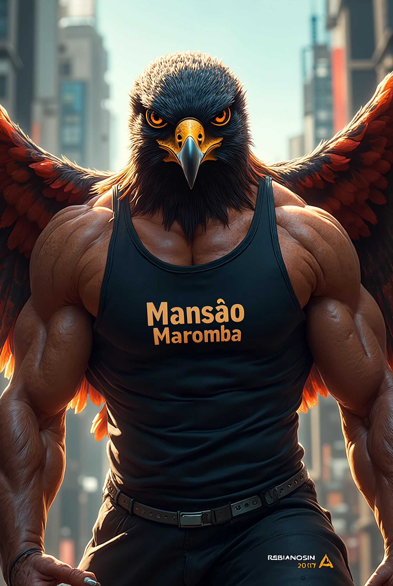 Strong Falcon Image A super strong falcon with a tank top written by Mansão Maromba - SeaArt AI