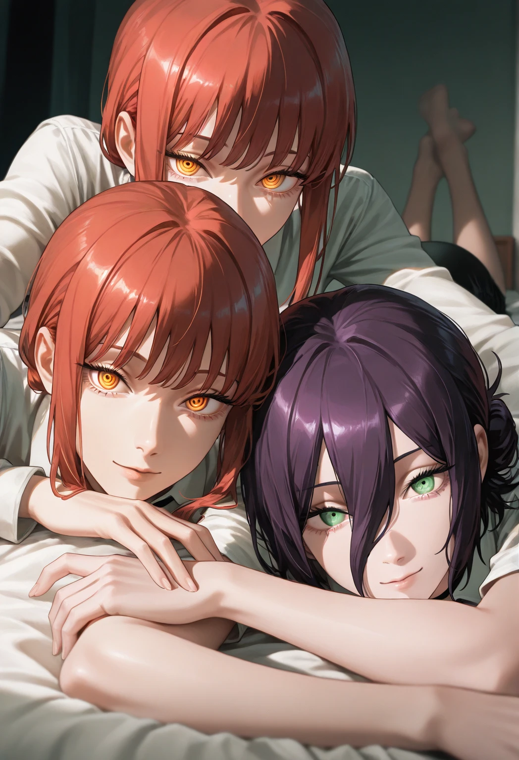 masterpiece, highest quality, Medium wide shot、cowboy shot、、 men and women、special party、(aty, long hair, blue eyes, red hair、hair between eyes)、((、、big 、 ))、 (((Full 、)))、 ((pubic hair、hairy、pubic hair、pubic hair))、log house、2  man、1、(woman sandwiched between men、woman between men、Woman Opening Legan Standing)、(( woman、A woman being held by a man、man holding a woman))、(((、、Sweat、、saliva、tears)))、Estrus Woman、 Parties、woman opening her mouth、、peniasturbation、