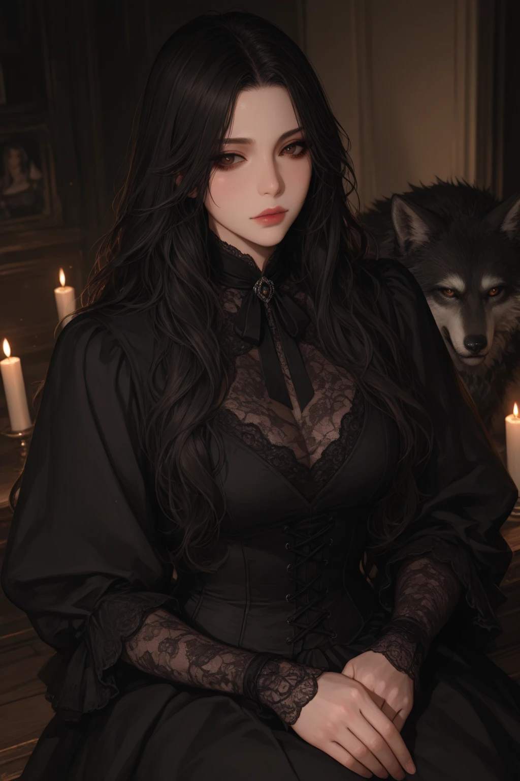 Woman with knife and wolf,, tumbler, Art Nouveau, princess Monster姫, Monster, princess Monster inspired, princess Monster color scheme, studio ghibly style Monster, studio ghibli and shinkai makoto, Ghibli anime style、live-action,High-resolution model, Ultra high definition, Textured skin, Real、White fur、Holding a red mask