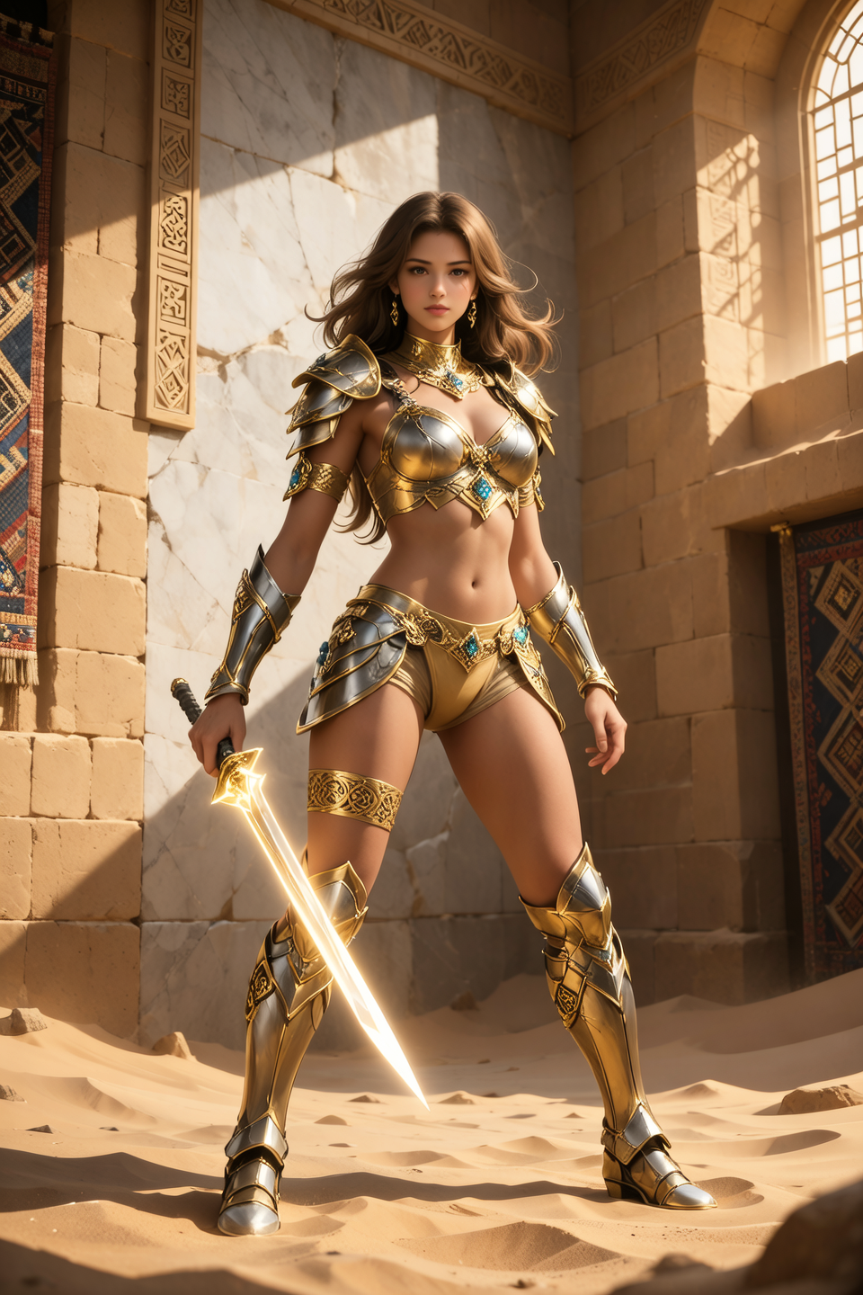 Knight of the Zodiac Aiolia de Leo, caveleira de ouro com capa branca, ataque na velocidade da luz, Saint Seya, (STYLE V-RAY!!!), (textura METAL REALISTA), CABELO REALISTA!!! (OURO BRILHANTE), (textura realista:2.0), (HDR:1.2), (4K), BLOND HAIR LONG, tiro de corpo inteiro!!!, camera low, TRAJE super detalhada ( ARMADURA), traje com pedras preciosas, ombreiras largas, mulher, rosto angelical, symmetrical face, seduzir, coxas musculosas definidas, SALA DO TRONO MAJESTADE, corpo inteiro, mostre as pernas de calcinha dourada brilhante relusente, olhos azuis sensuais, coxas BRANCA, pernas, boca vermelha, olhos pequenos, nariz fino, (ETINIA ESLAVA), pele branca, 22 year old girl skin clean, pele branca, skin clean, (OLHOS PERFEITOS!), hot girl