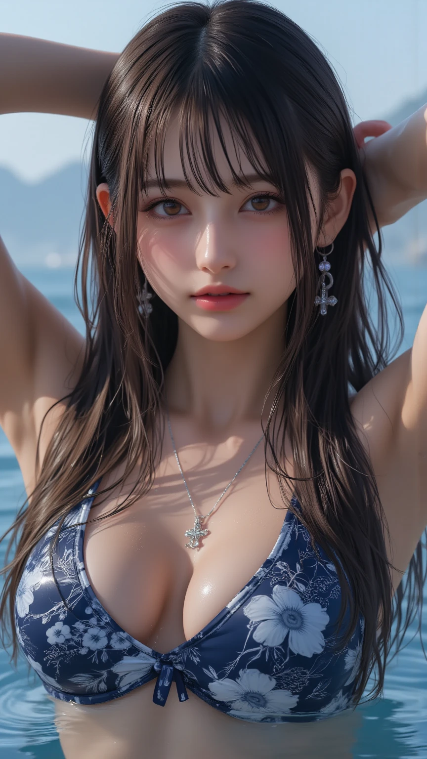 (8ก, highest quality: 1.3), (Fatal Beauty,A charming villain,witch) ,(A supple and powerful physique),(Sensual charm),(Mysterious charm:1.1),(Captivating silhouette),(highest quality,High resolution:1.2),(dark,Threatening:1.1),Very detailed, Complete Solution, (Realistic, Realistic photo: 1.37), Portraiture, High resolution RAW color photograph, Professionally arrested, High resolution and beautiful, High resolution, 8ก Image Wallpaper, Amazing details, Large file size, Urban,Very detailed,masterpiece,Intricate details,Faded,Very detailed, Eye on the details,Intricate details,Dark and spooky atmosphere, spiritual being, Hauntingly beautiful, Ghostly figures, Shadow-like shape, Spooky whispers, Ominous Aura, Very detailedな美しい女の子, (Ideal body type:1.8), Very detailed faceexpressive lips, (so beautiful、Crisp big eyes:1.5), Fine skin., All features are shown in detail., The outline of the fingers is beautifully drawn....., The nose is precisely shaped., expressive lips, Perfect ???????, (Detailed Beach,crowd, background, background is not blurred:1.6),One Story, 20th generation, cute、Realistic、(Front view:1.4),(Face Focus:1.3),Perfect ???????,Round ???????,(Flat ?????:1.5),(View your viewers:1.5), Perfect ???, cute face, ???? girl render, 8k artistic german bokeh, Enchanting girl, Real Girls, Gurwitz, Gurwitz-style artwork, Girl Roleplay, Realistic 3D style, cgstation Popular Topics, 8K Portrait Rendering,(truth，truth：1.4),???? Body,( Very lean body:1.6),???? pose, blush, Attractive body, Young people, Very curly hair, length, Purple Curly Hair, very big hair, Very curly hair, Hair removal, ,((((Glasses))))、((((big sapphire necklace))))、hair accessory, Earrings, meanwhile, necklace, bracelet, stockings, (Sculptural installation:1.5), (Ultra detailed bondage:1.4),Browsing Caution, (Open your mouth:1.3),{(Heterosexual,Loose ??????:1.5),