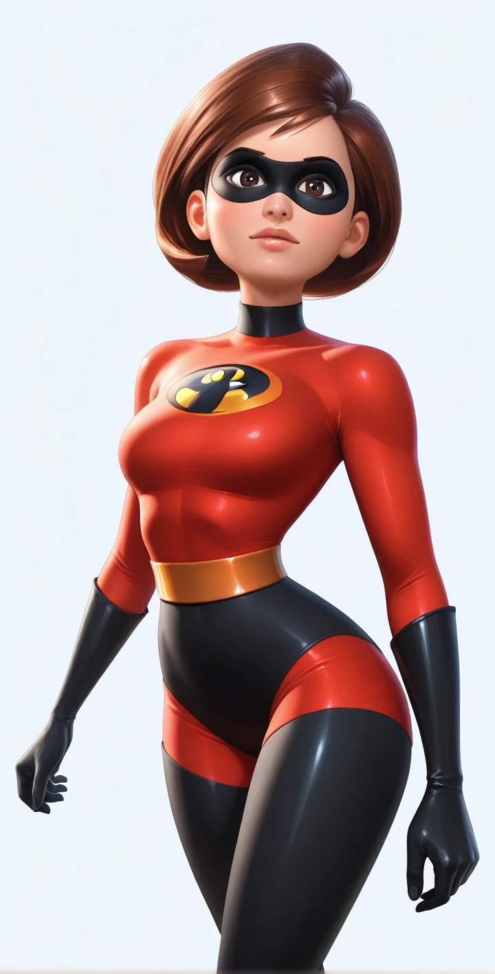 score_9,score_8_up,score_7_up,score_9,score_8_up,score_8,ultra detailed,beautiful face,beautiful hands,detailed background,detailed face,4k,HD,8k,highres,antialiasing,detailed,texture BREAK helenparrSDXL,1girl,short hair,brown hair,thighhighs,gloves,brown eyes,bodysuit,superhero,domino mask,cowboy shot, mugshot ,from below, smile