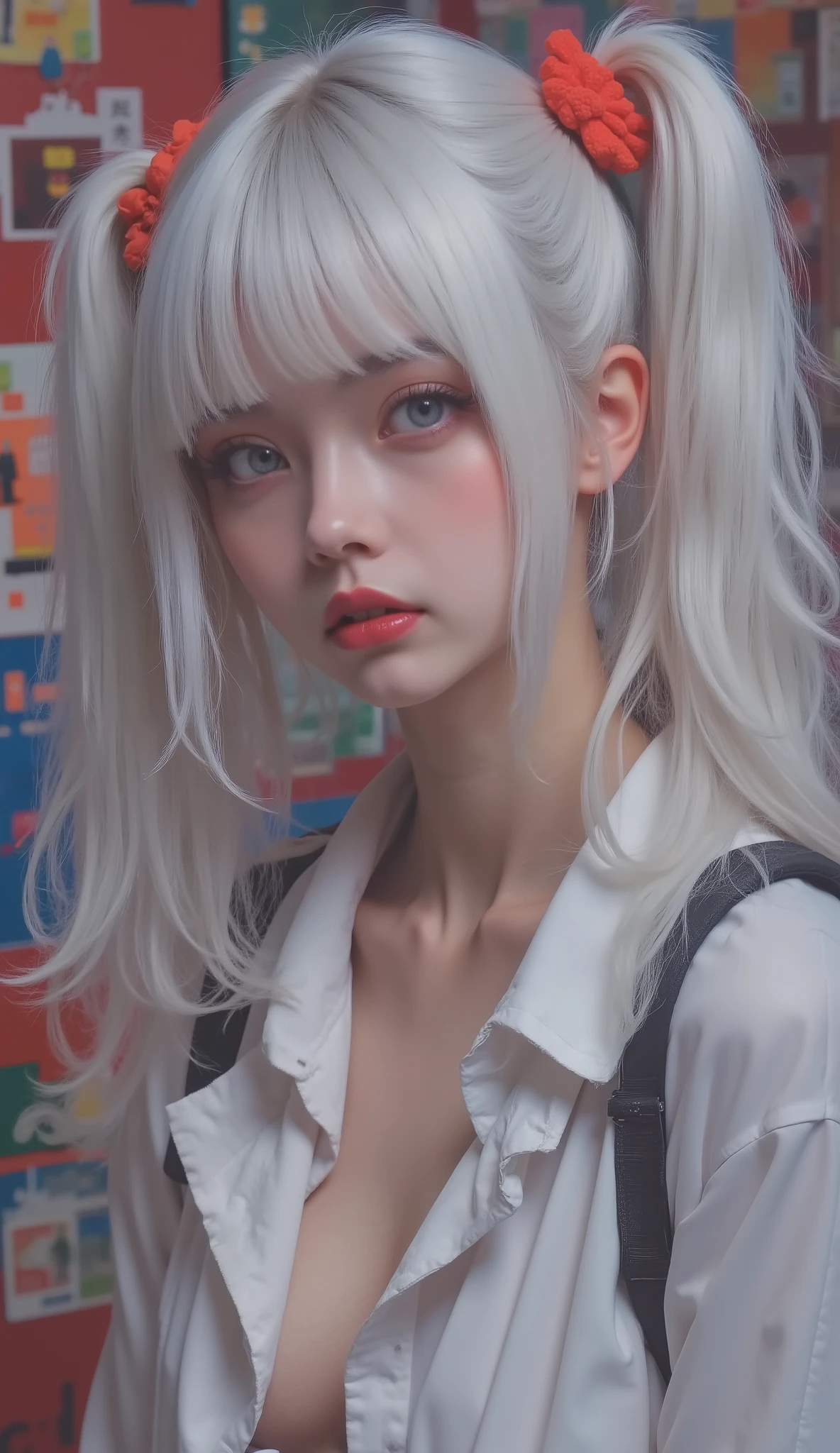 a woman wearing a hat and jacket with a backpack, 2 Tech Wear women, photograph of a Tech Wear woman, cyber future jacket, trench comments with many pockets, jacket, Tech Wear clothes, light gray, wearing japanese Tech Wear, comments, Tech Wear look and clothes, Tech Wear, technological long comments, Tech Wear fashion, future Tech Wear, grey jacket