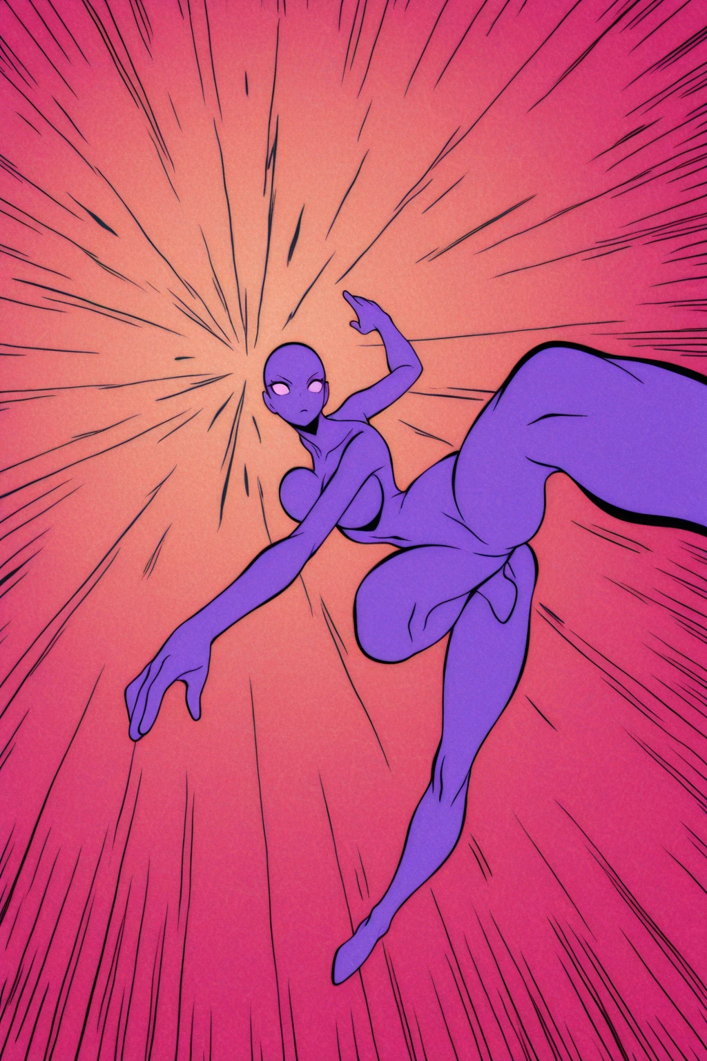 bangeroo, The image features a green alien woman doing a handstand pose, with her hands on the ground and her body upside down. The alien is positioned in the center of the image, with her body twisted in an impressive and unnatural way. The scene is set against a dark background, which emphasizes the contrast between the alien and her surroundings.