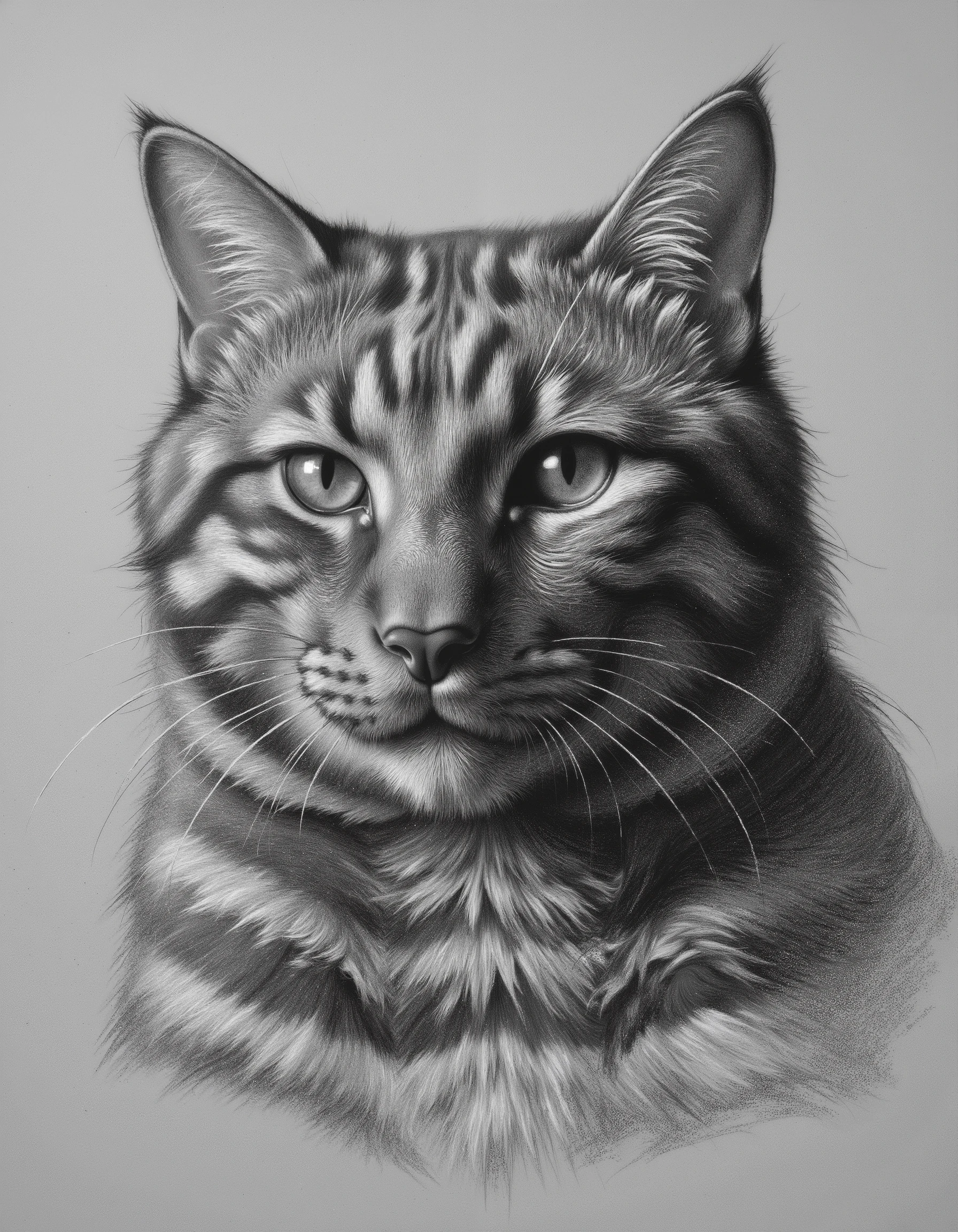 B&W Renaissance study work , Portrait of a cat